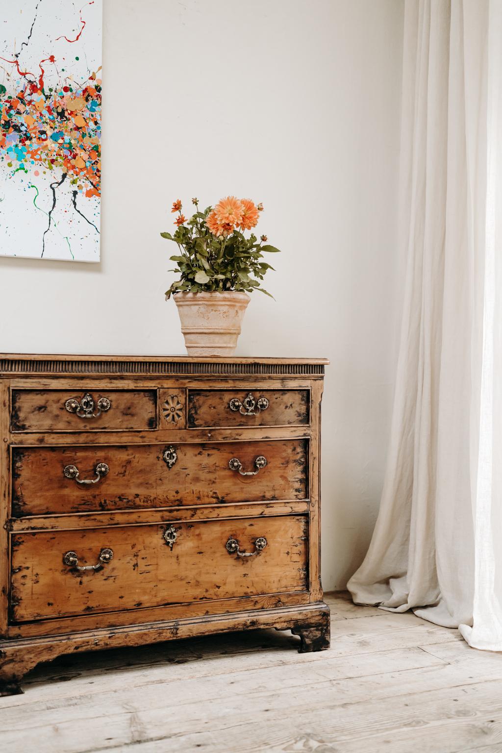 19th Century English Fruitwood Chest of Drawers 4
