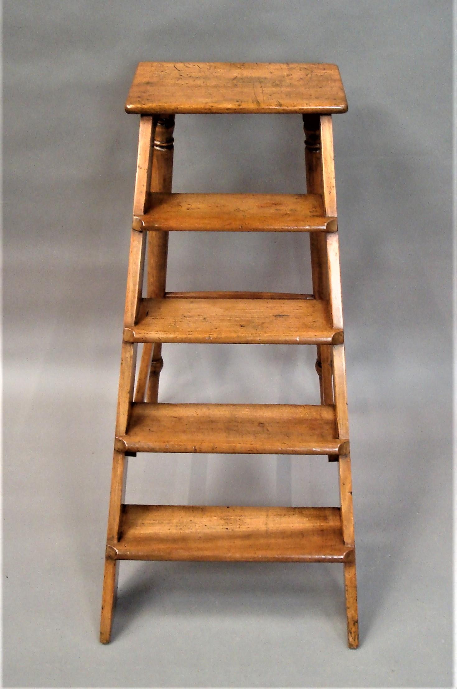 19th Century English Fruitwood Library Steps For Sale 7