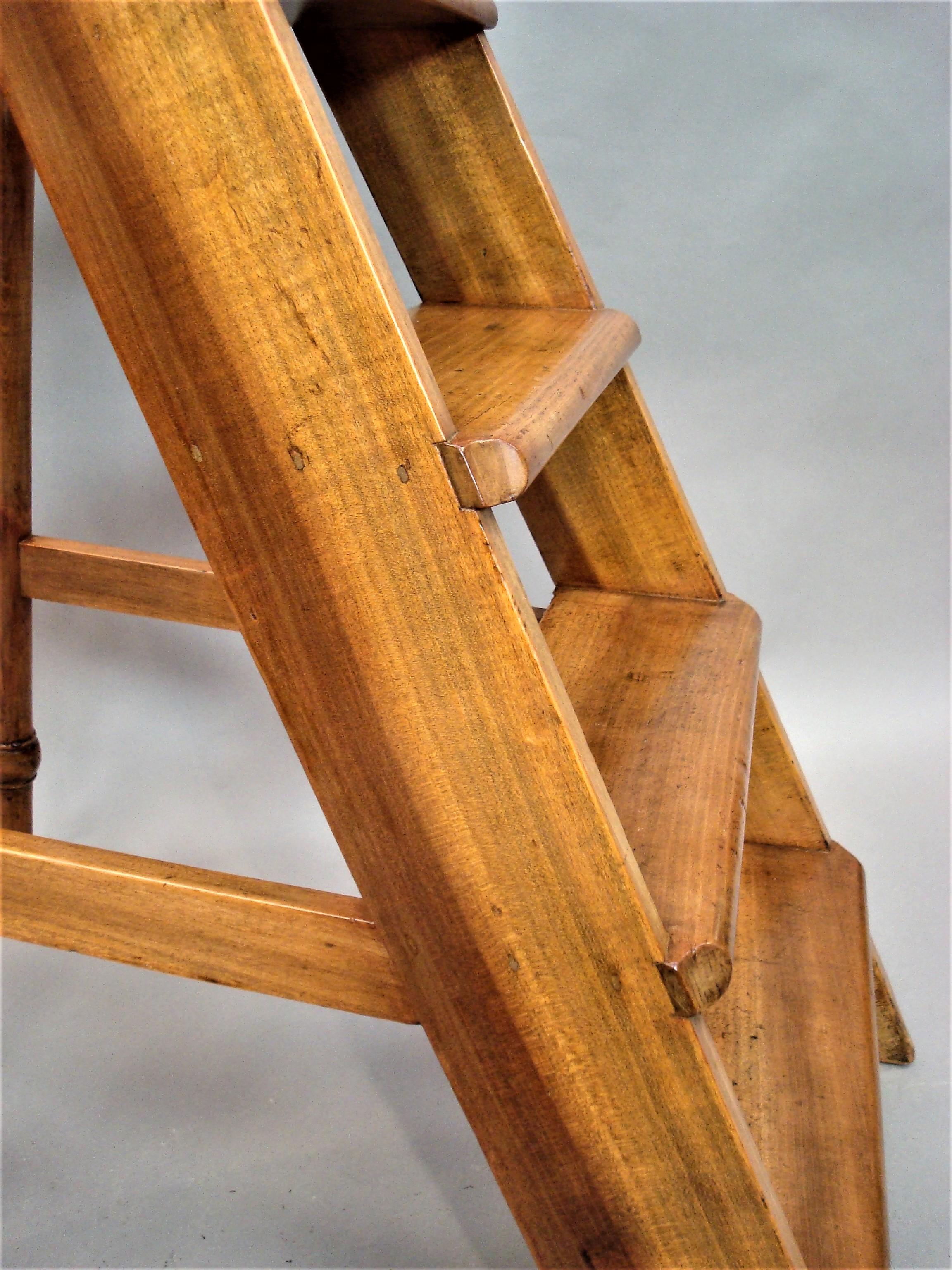 19th Century English Fruitwood Library Steps For Sale 11