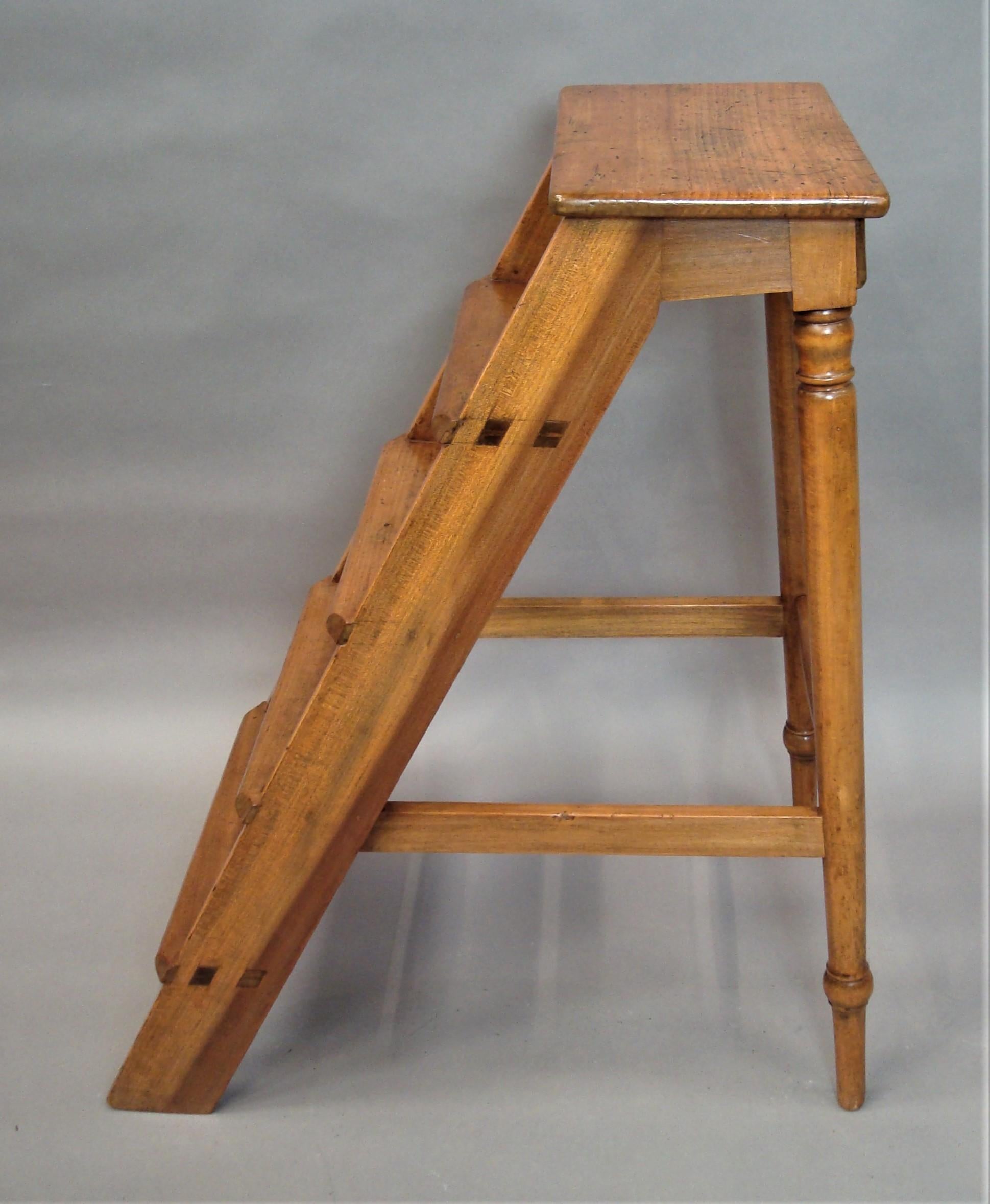 19th Century English Fruitwood Library Steps For Sale 16