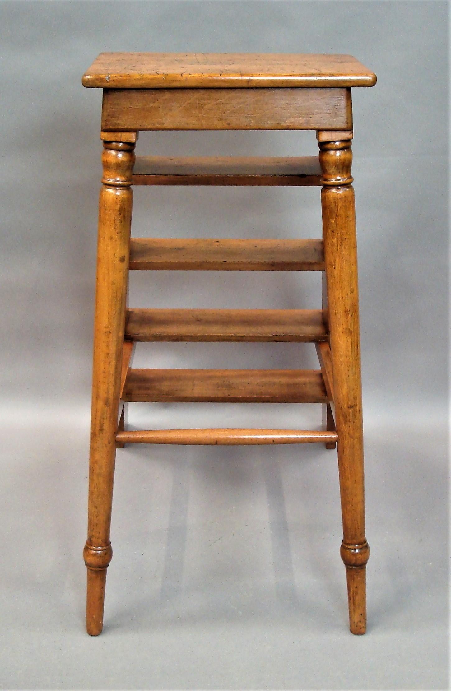 19th Century English Fruitwood Library Steps For Sale 1