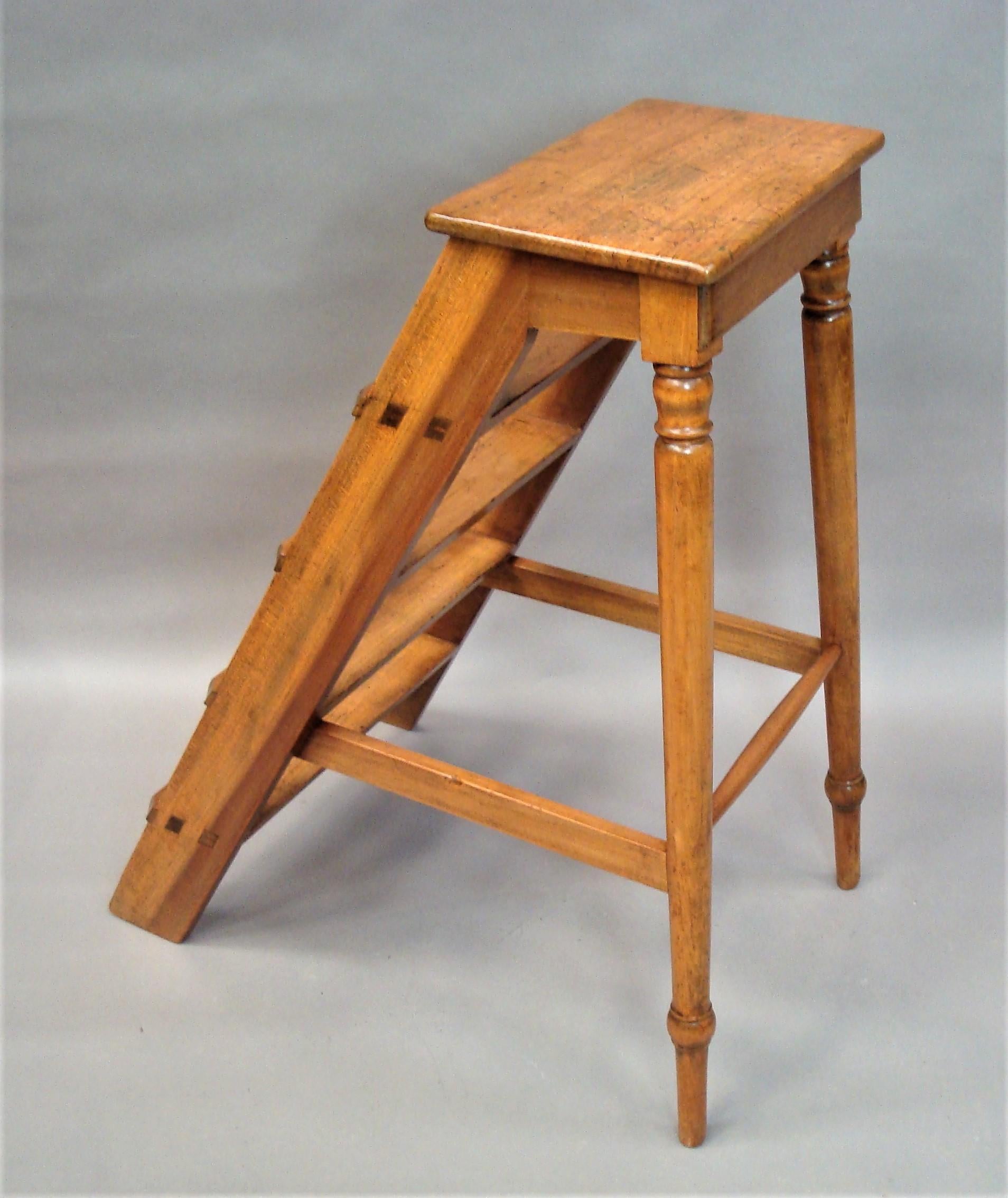 19th Century English Fruitwood Library Steps For Sale 2