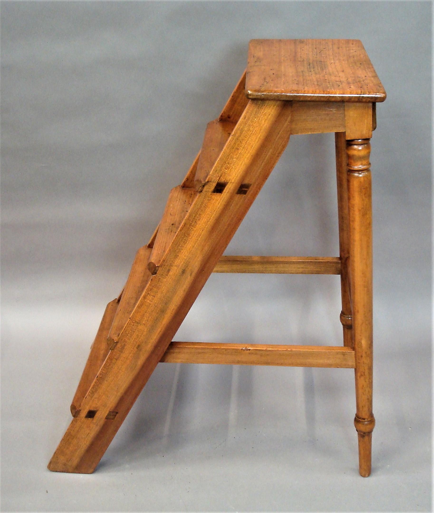 19th Century English Fruitwood Library Steps For Sale 3