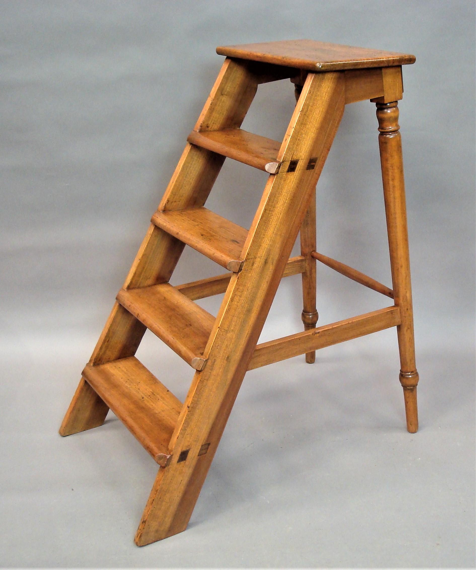 19th Century English Fruitwood Library Steps For Sale 4