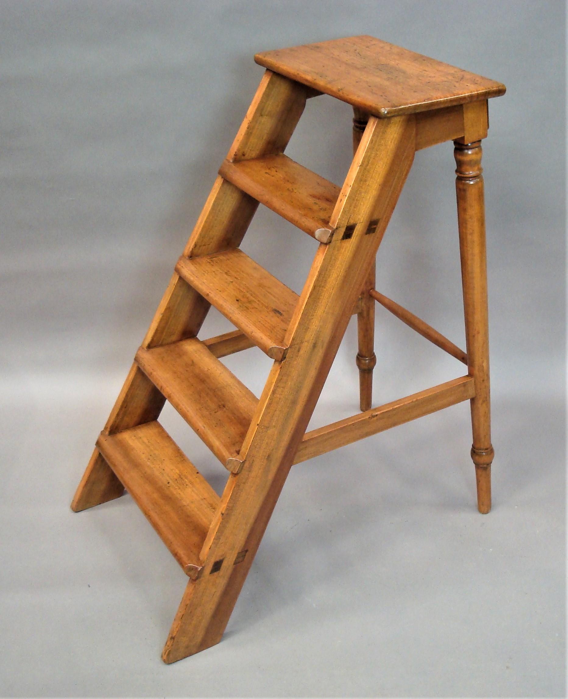 19th Century English Fruitwood Library Steps For Sale 5