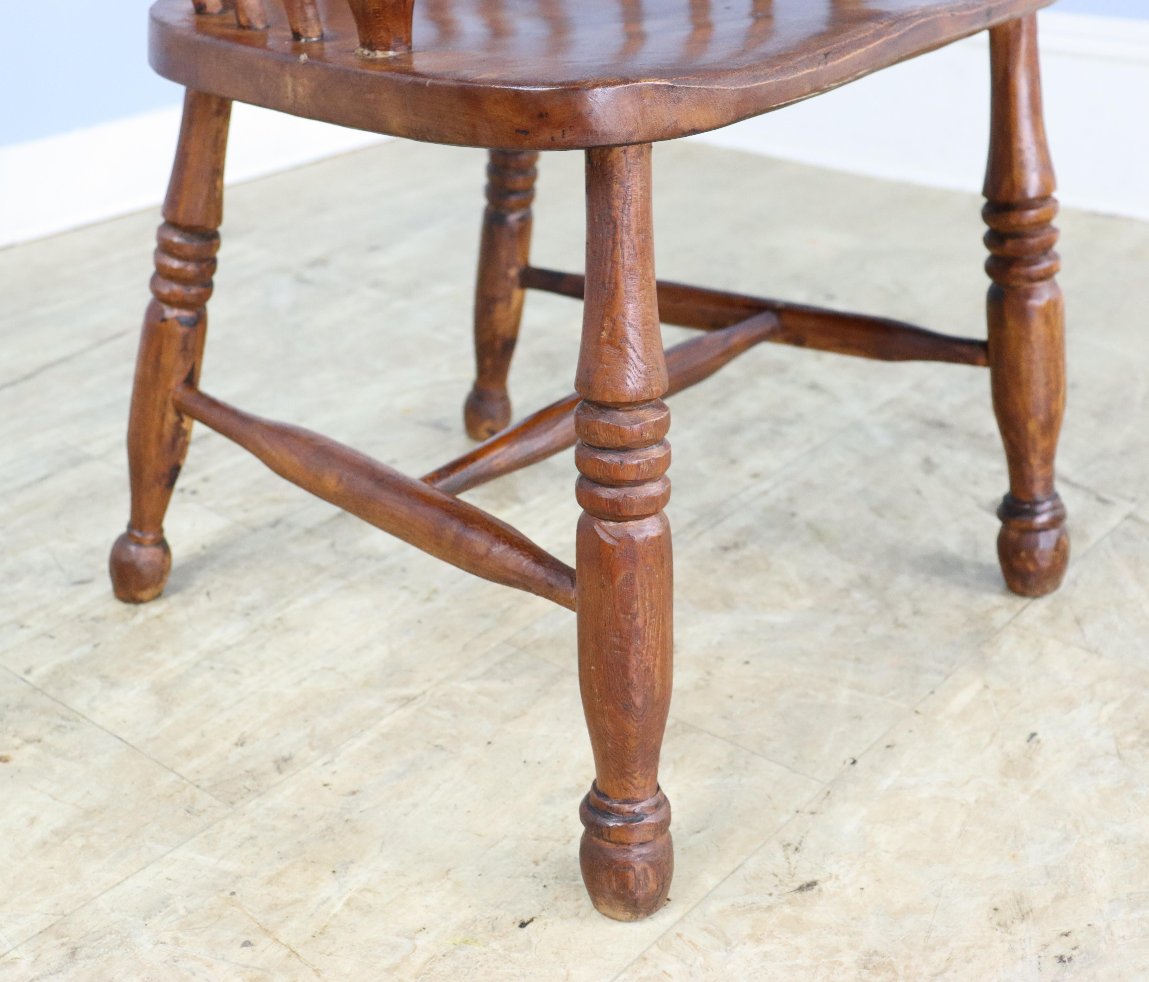 19th Century English Fruitwood Windsor Chair, Fiddleback Splat For Sale 5