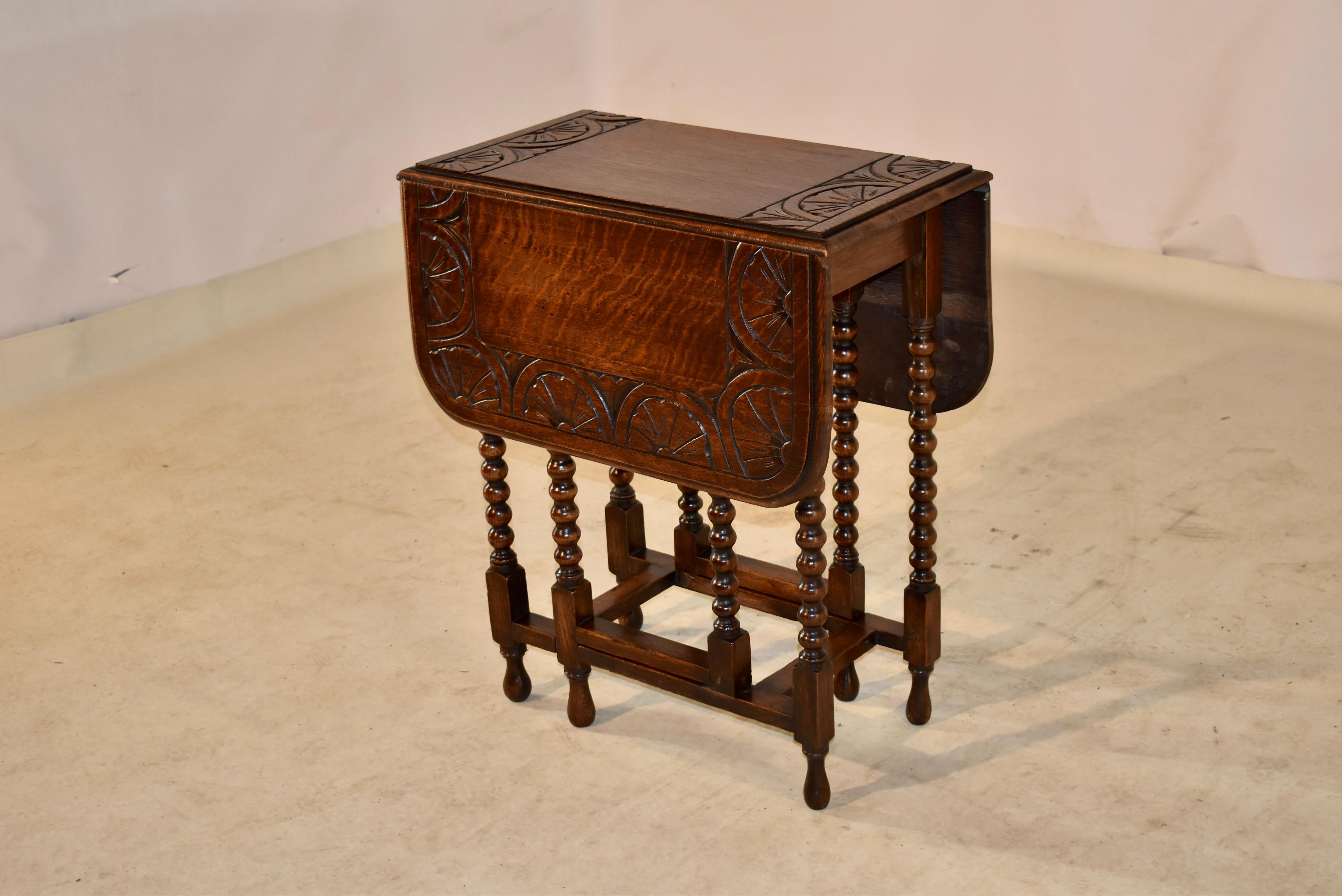 Hand-Carved 19th Century English Gate Leg Table