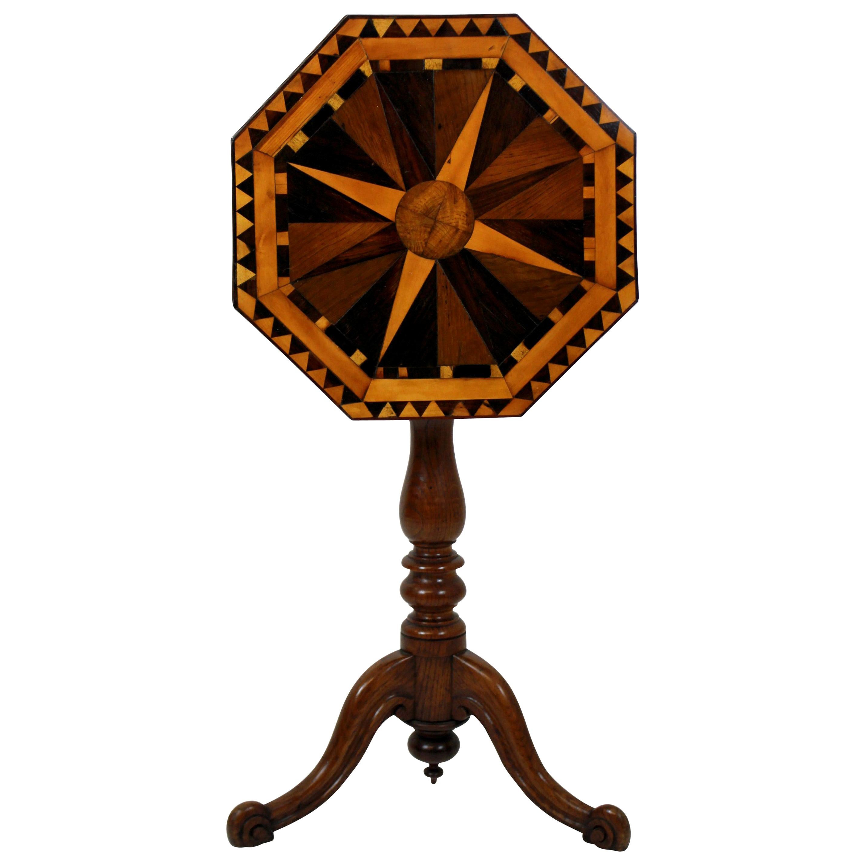 19th Century English Geometric Marquetry Side Table