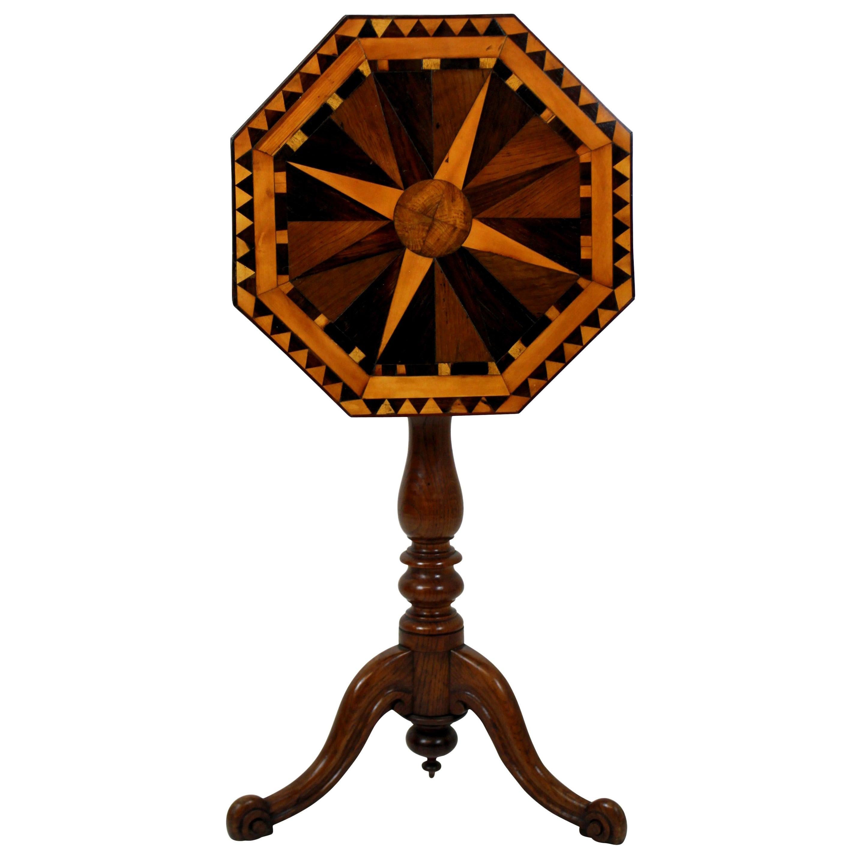 19th Century English Geometric Marquetry Side Table