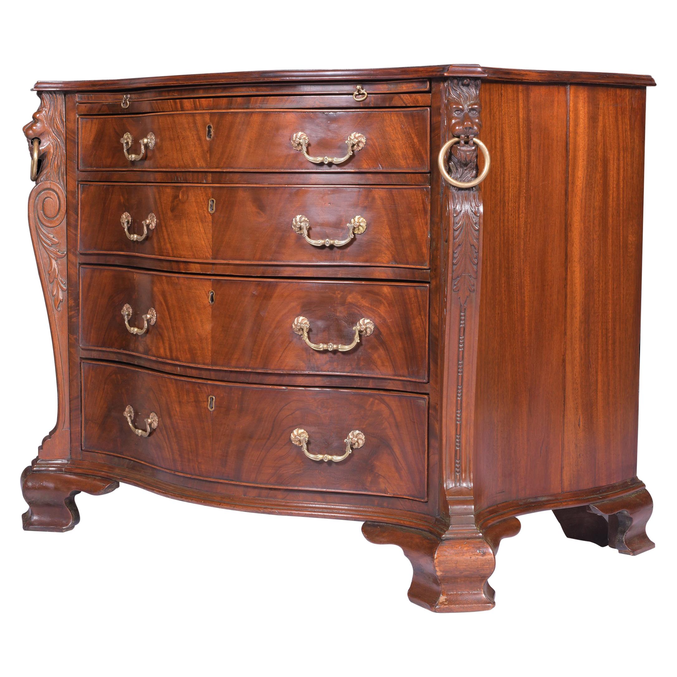 19th Century English George II Style Mahogany Serpentine Commode / Chest For Sale