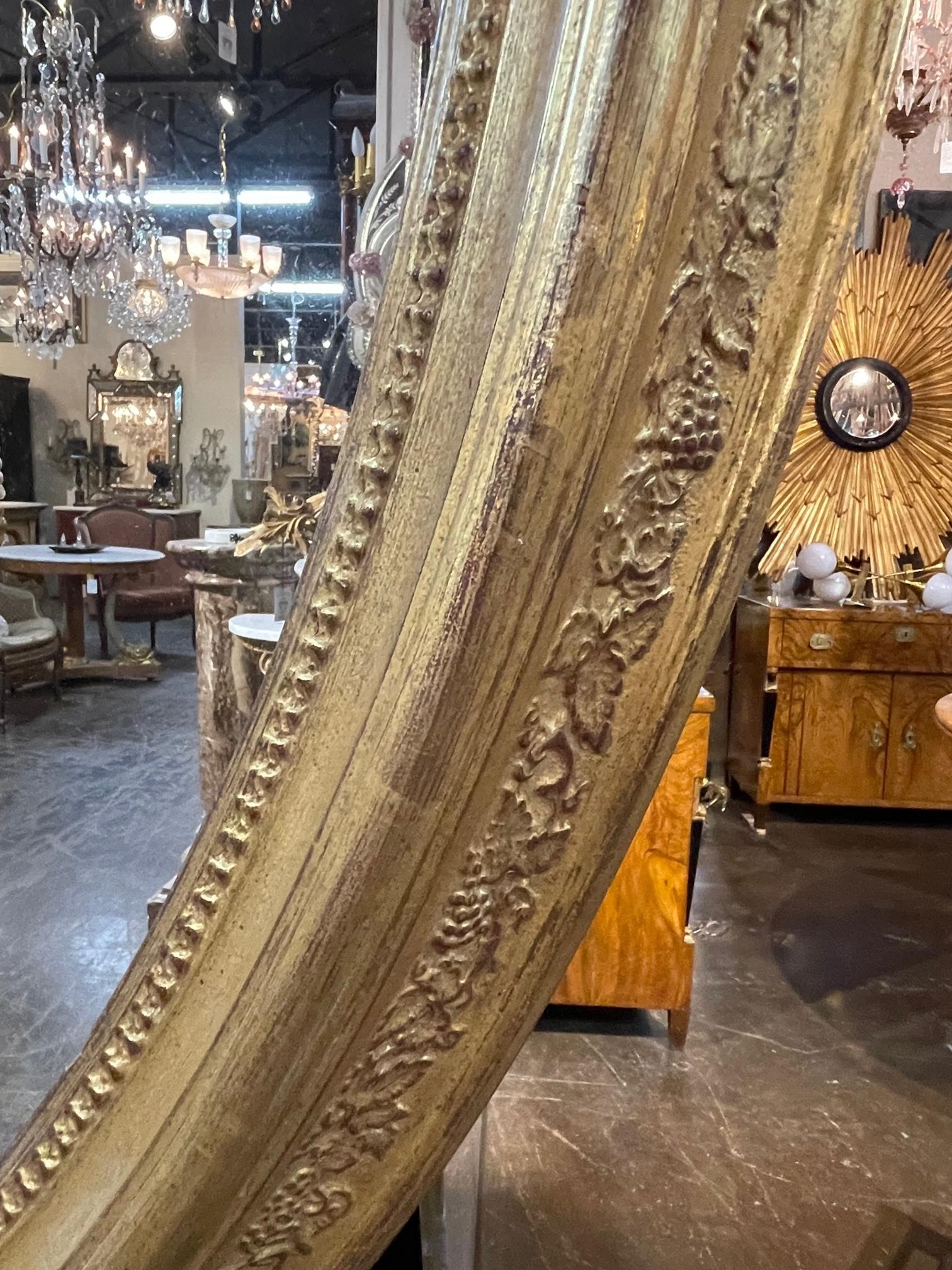 19th Century English George III Carved and Giltwood Oval Mirror For Sale 5