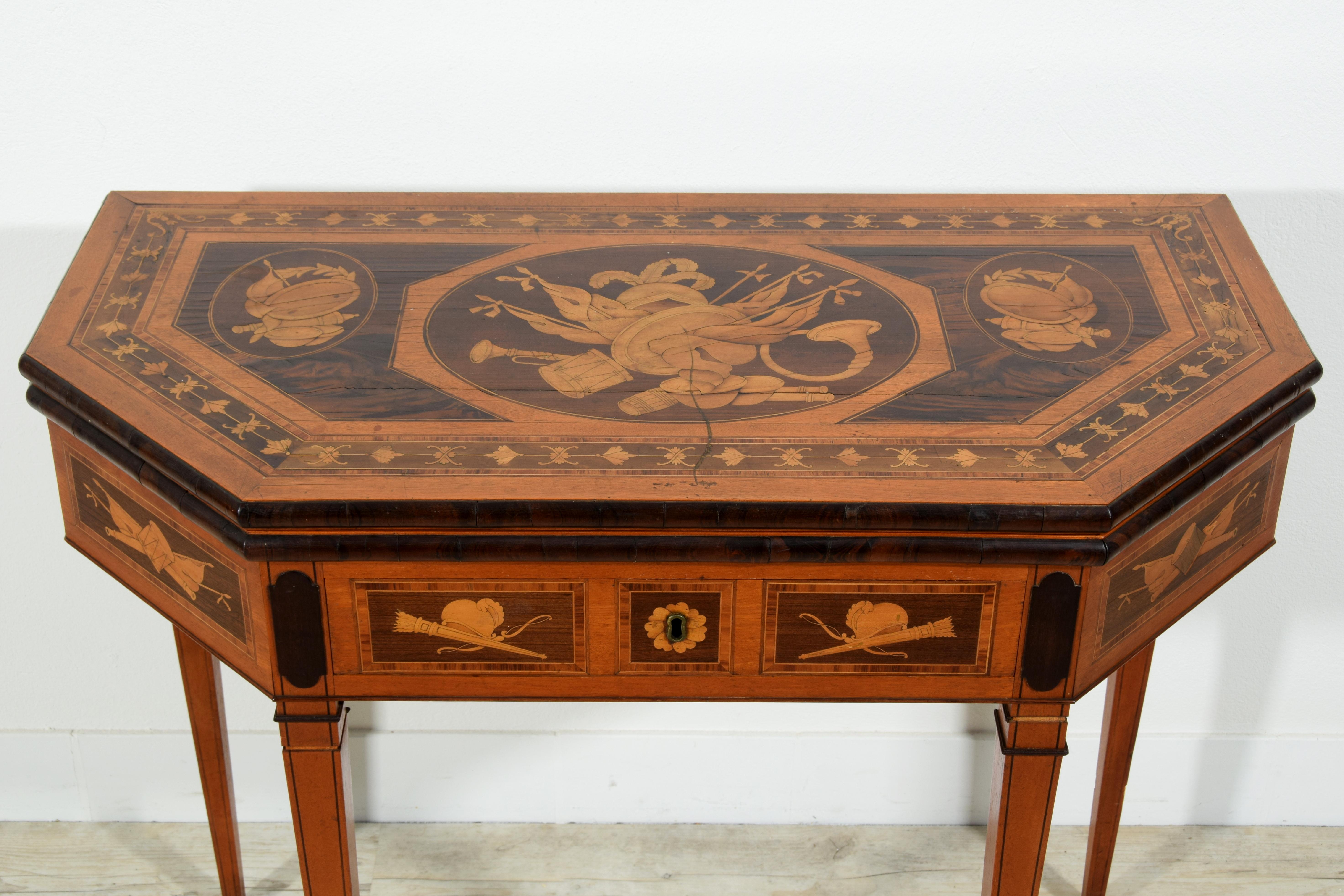 19th Century, English George III Inlaid Console and Game Table For Sale 8