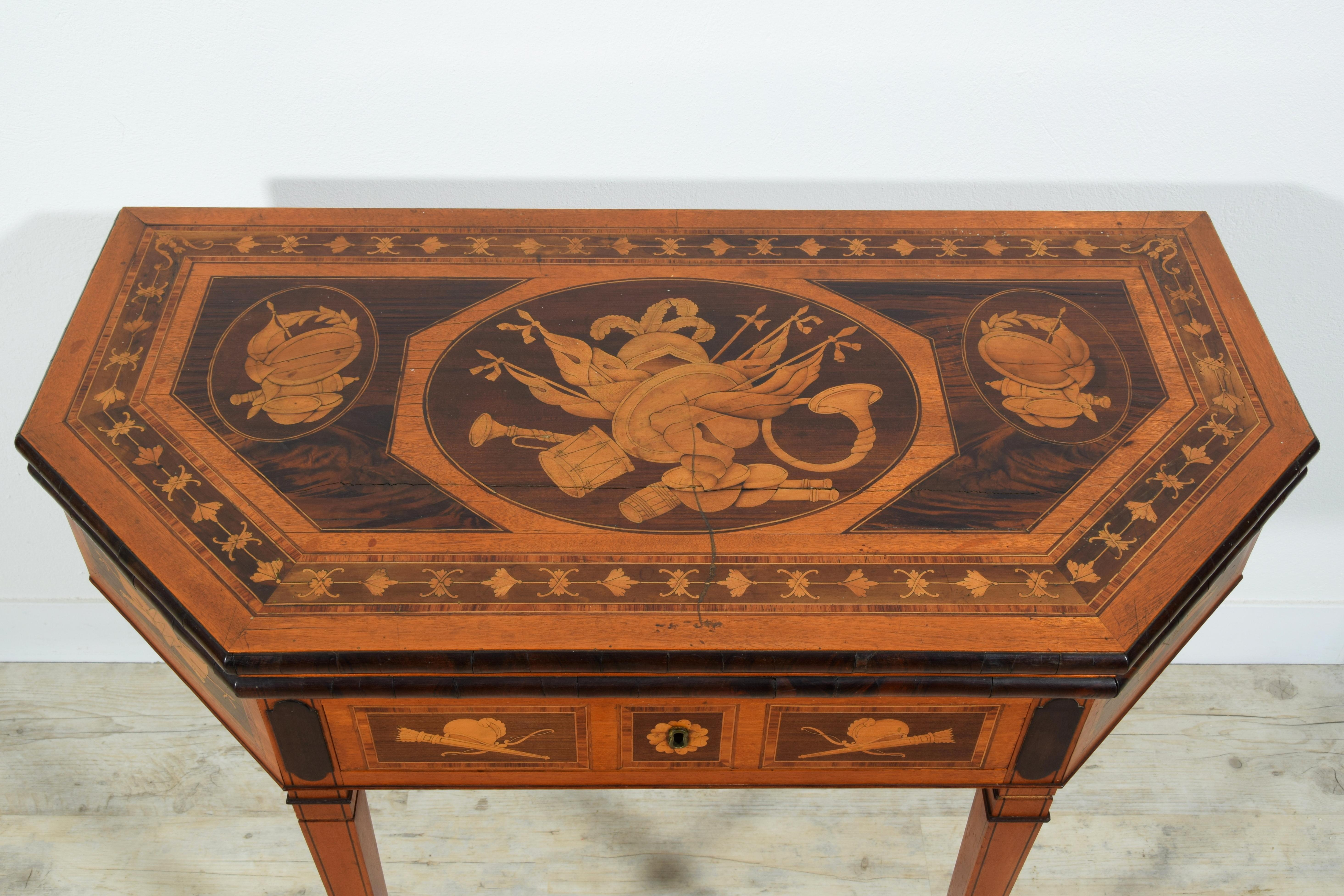 19th Century, English George III Inlaid Console and Game Table For Sale 9