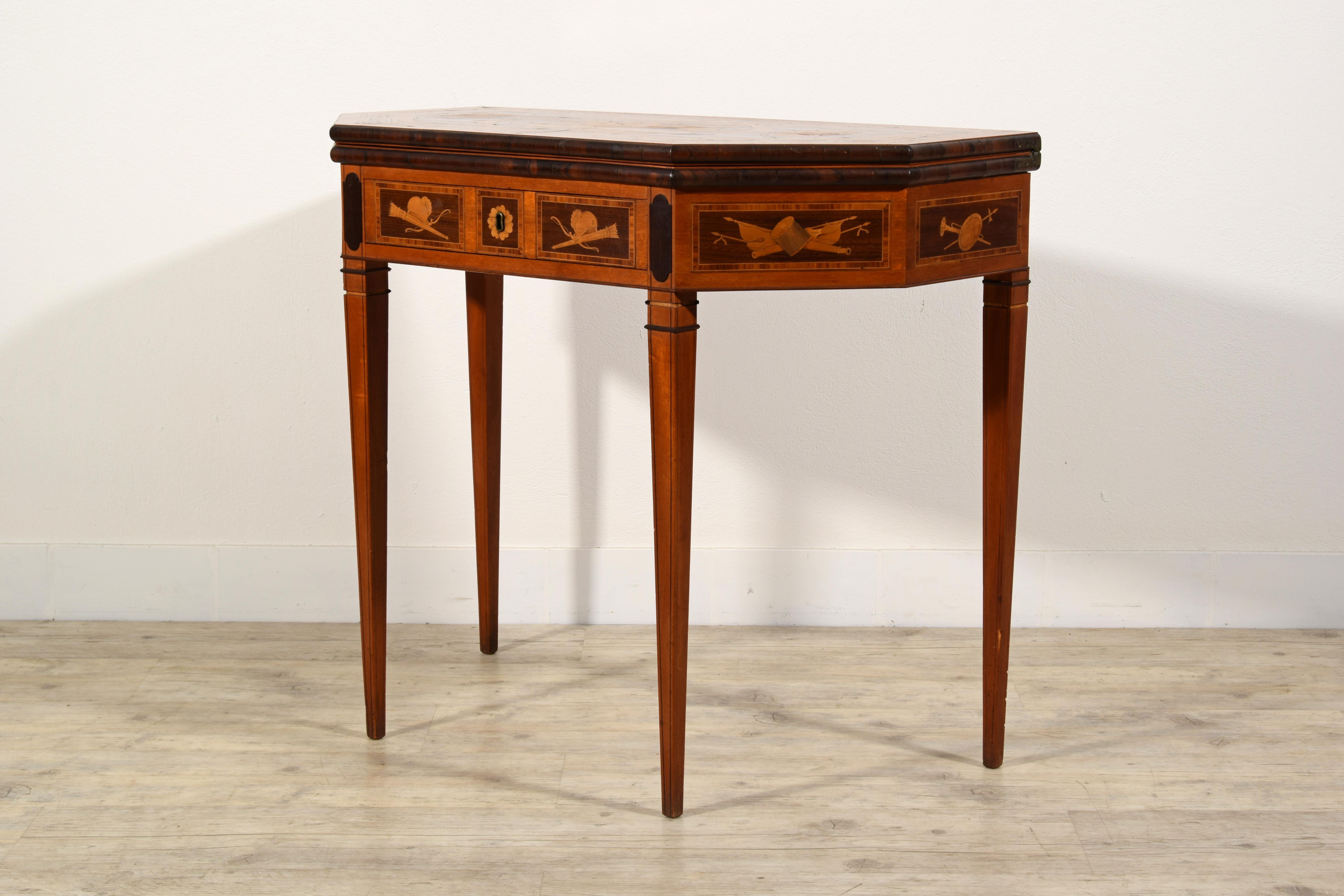 19th Century, English George III Inlaid Console and Game Table For Sale 11