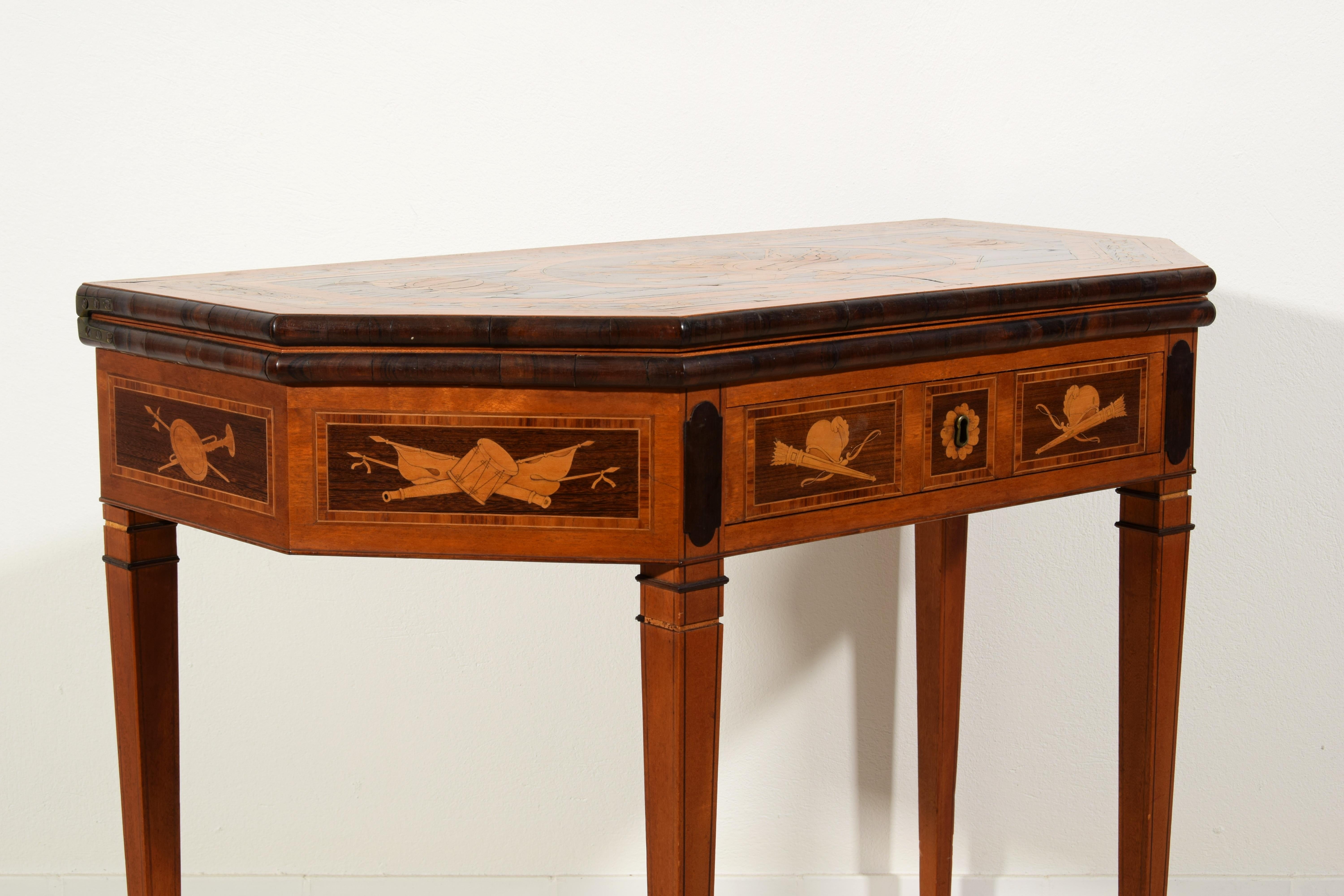 19th Century, English George III Inlaid Console and Game Table For Sale 15