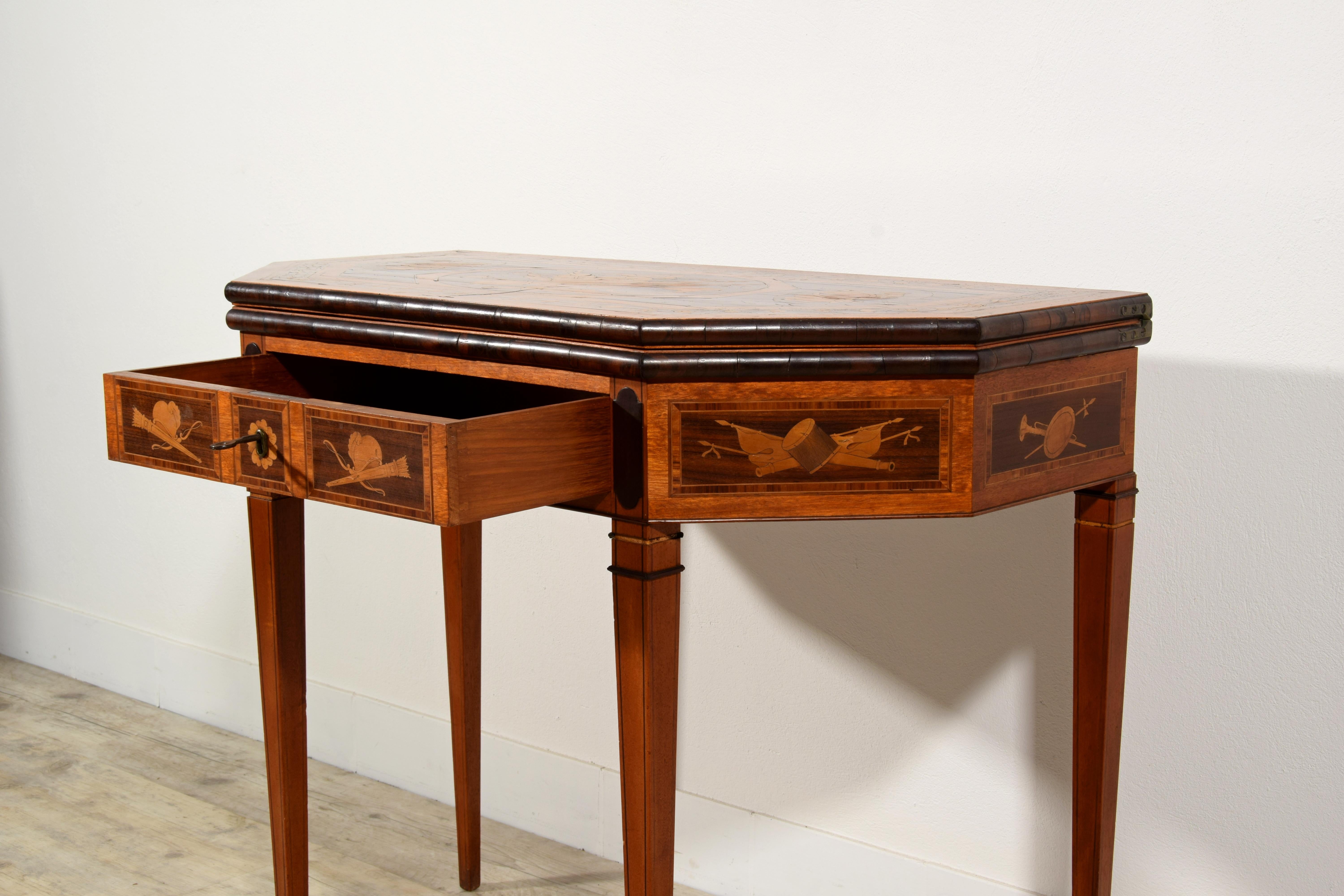 19th Century, English George III Inlaid Console and Game Table For Sale 16