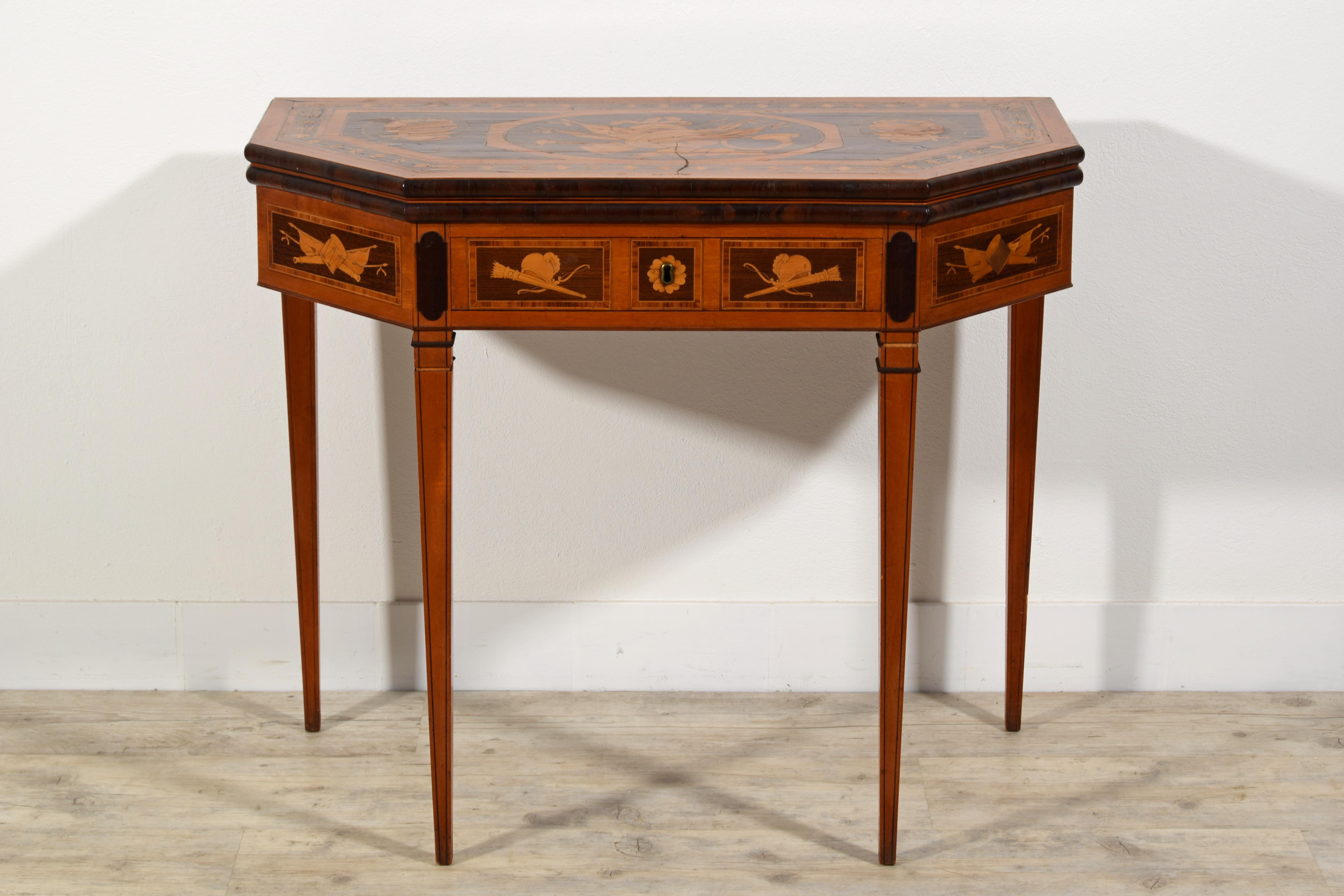 Inlay 19th Century, English George III Inlaid Console and Game Table For Sale