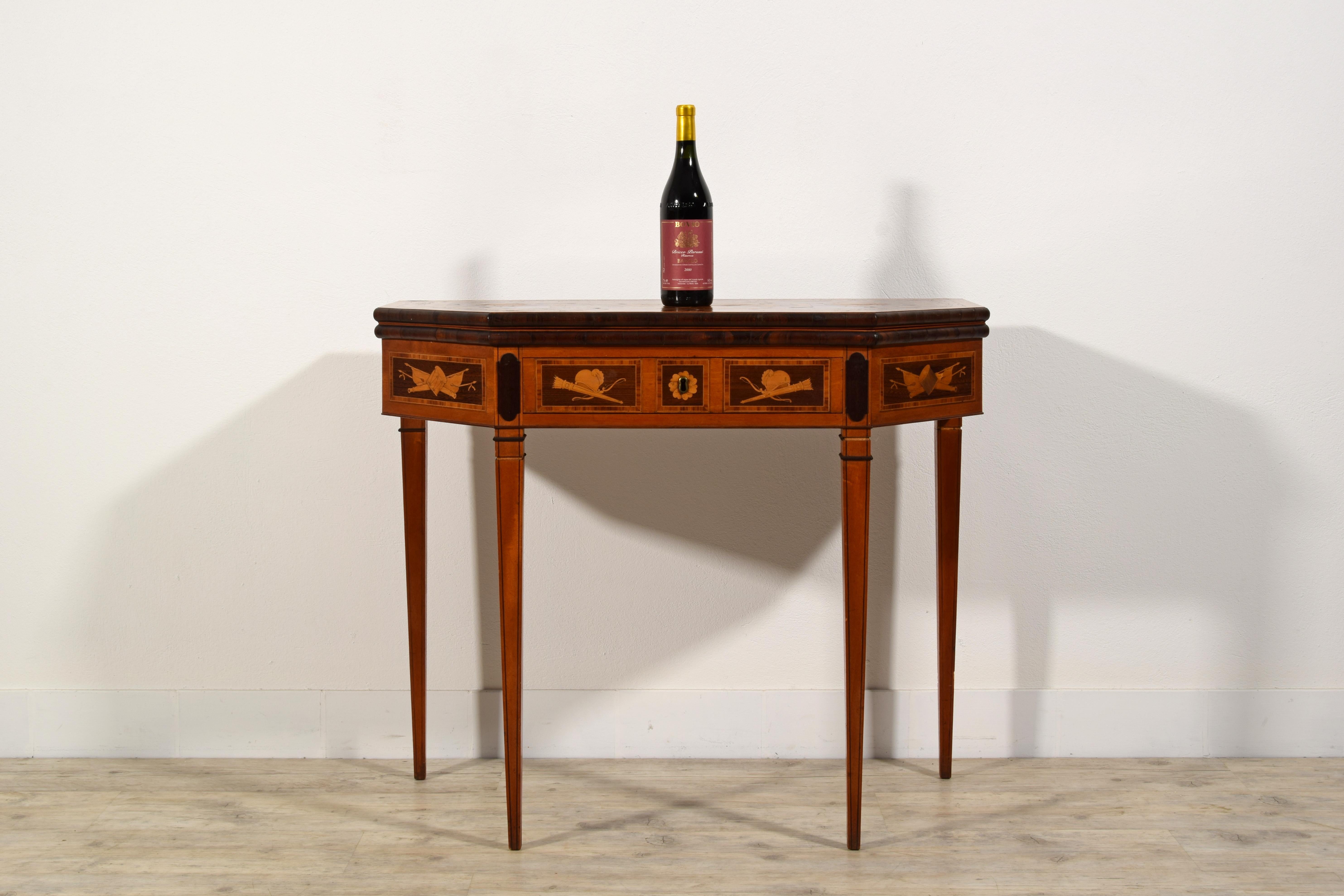 19th Century, English George III Inlaid Console and Game Table For Sale 2