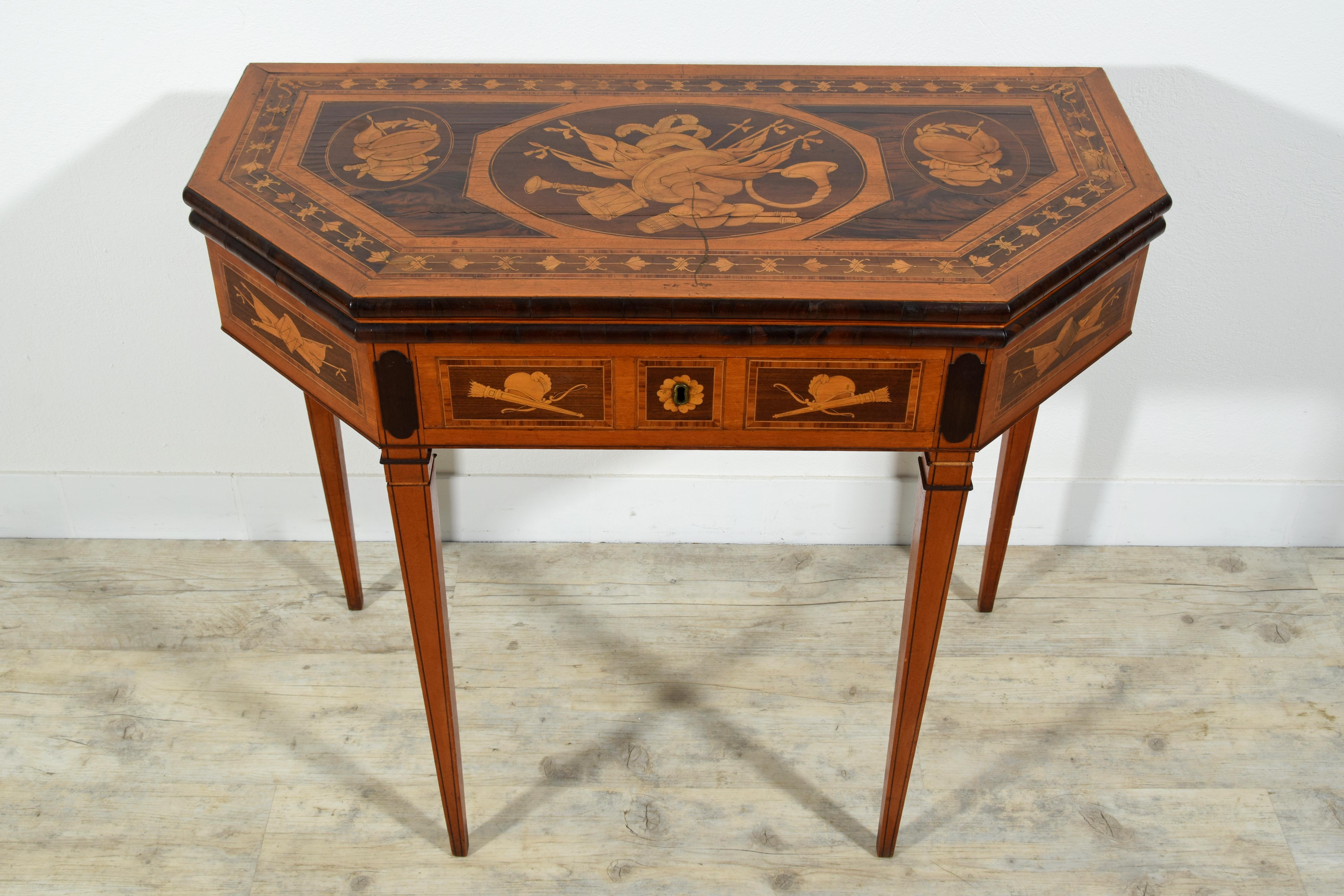 19th Century, English George III Inlaid Console and Game Table For Sale 3