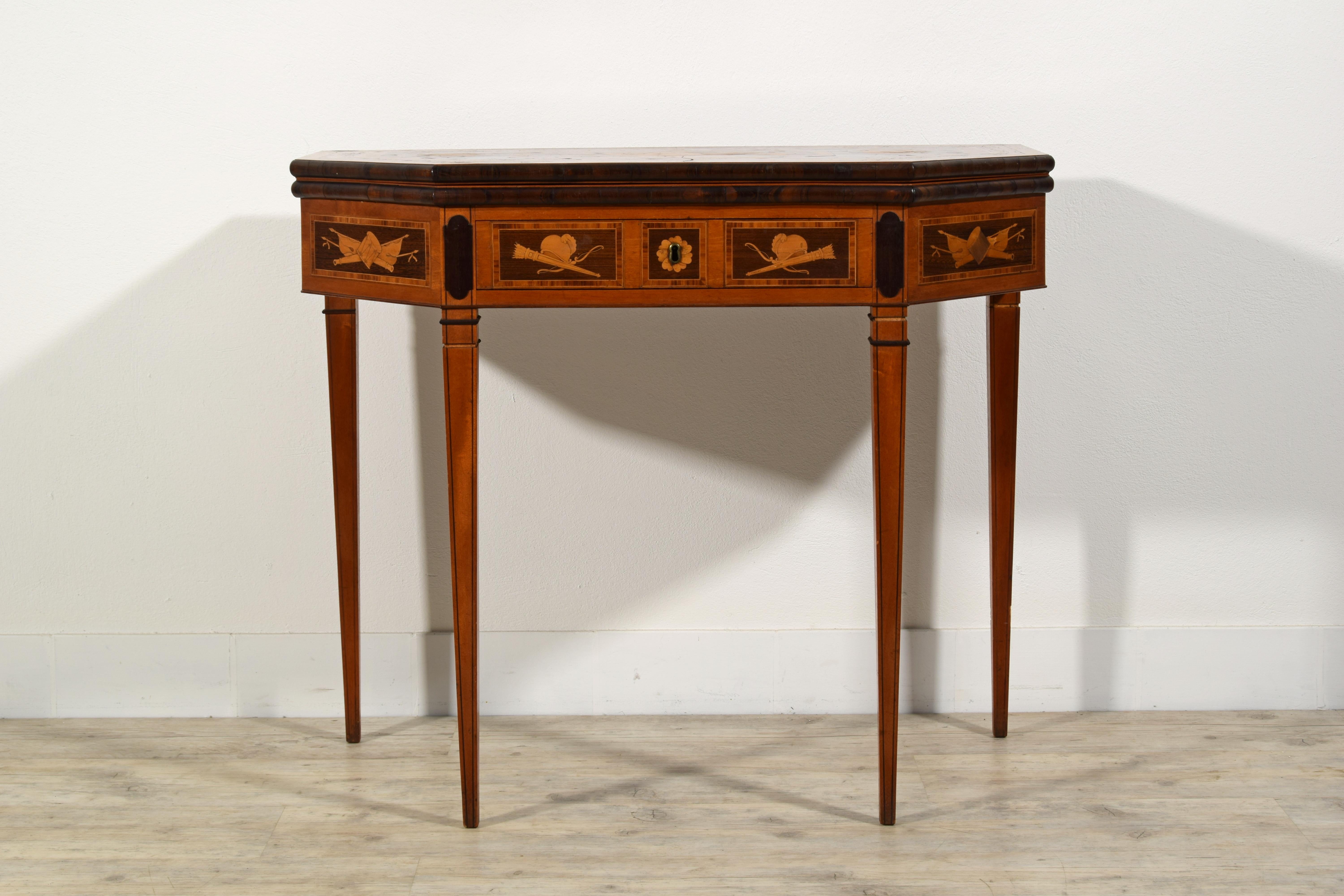 19th Century, English George III Inlaid Console and Game Table For Sale 4