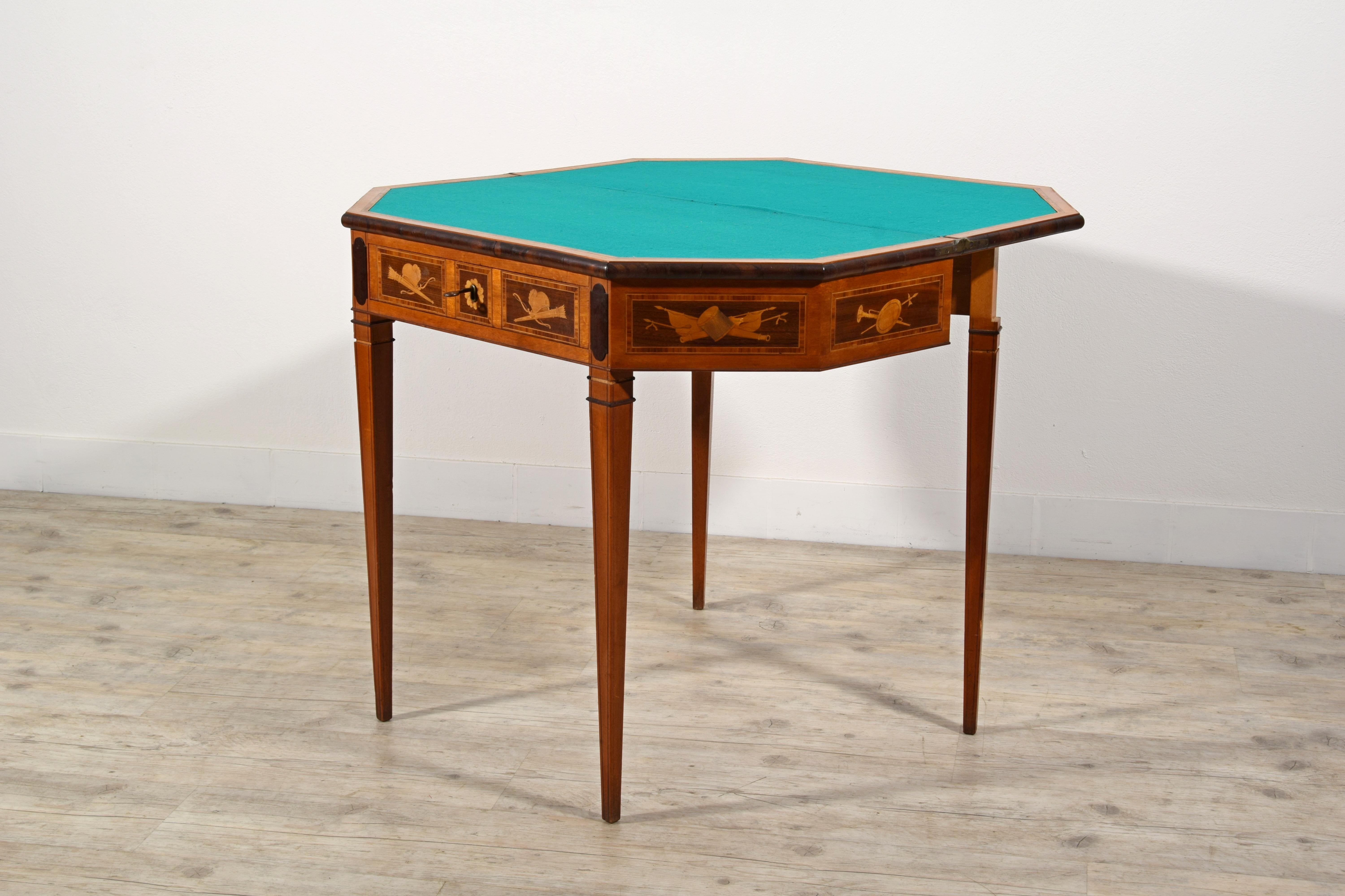 19th Century, English George III Inlaid Console and Game Table For Sale 5