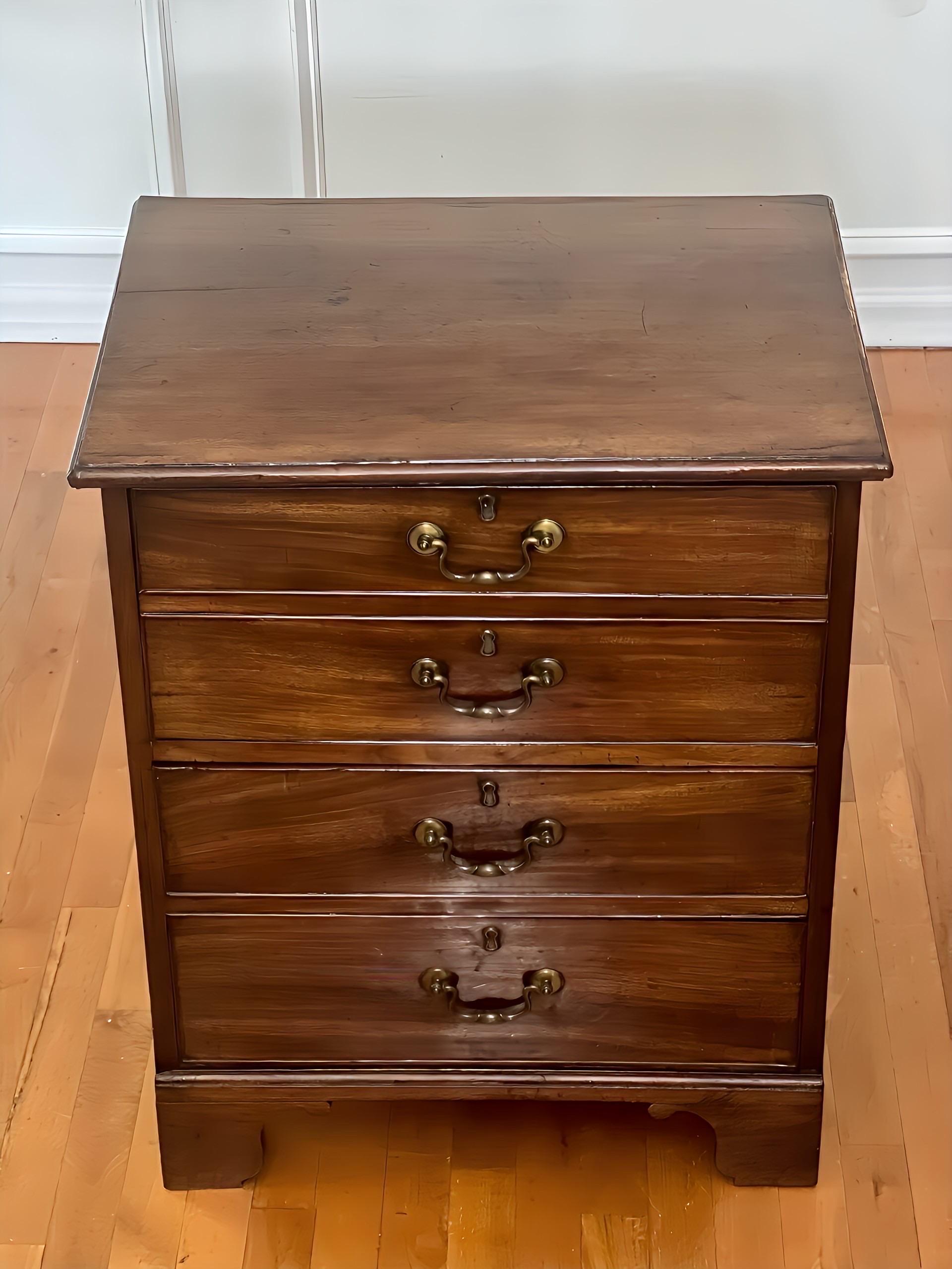 Laiton 19th Century English George III Mahagany Drop-Front Chest en vente