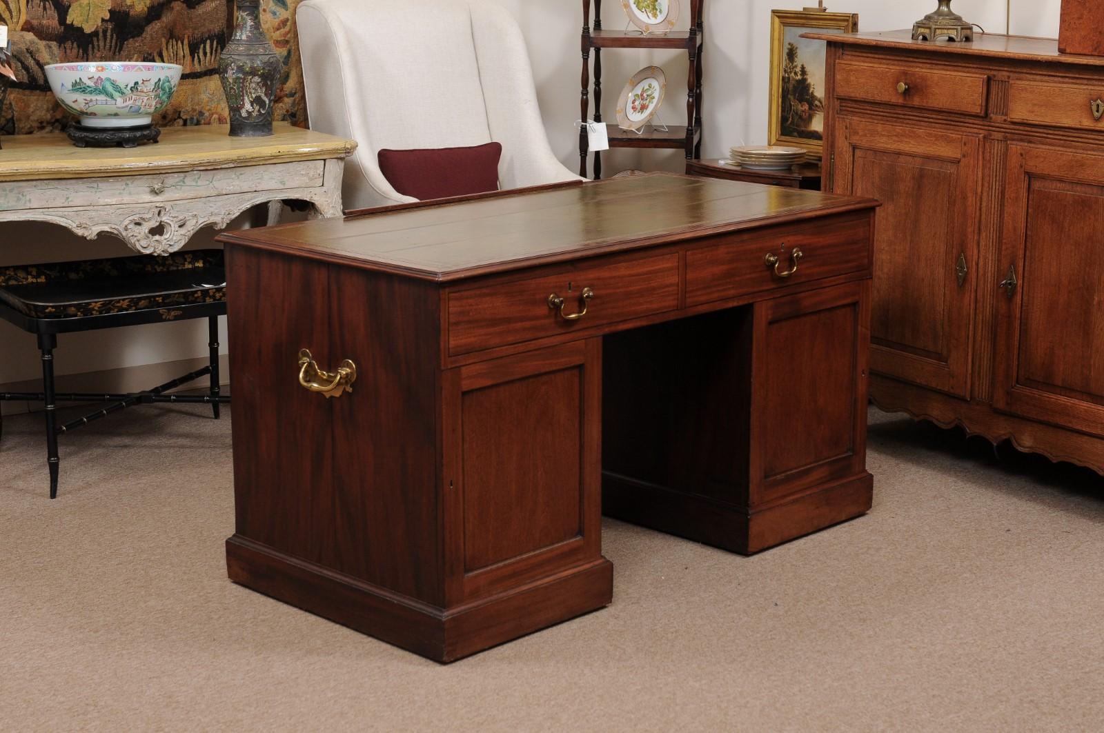 19th Century English George III Mahogany Architect’s Desk with Adjustable Green  8