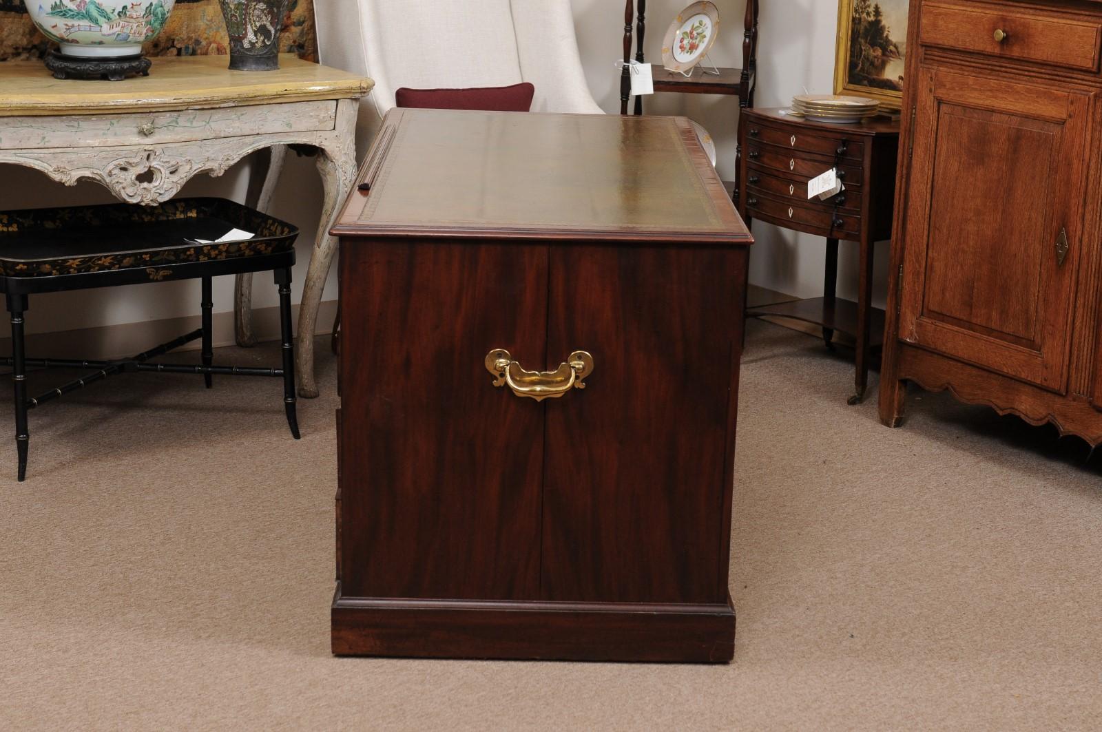 19th Century English George III Mahogany Architect’s Desk with Adjustable Green  9