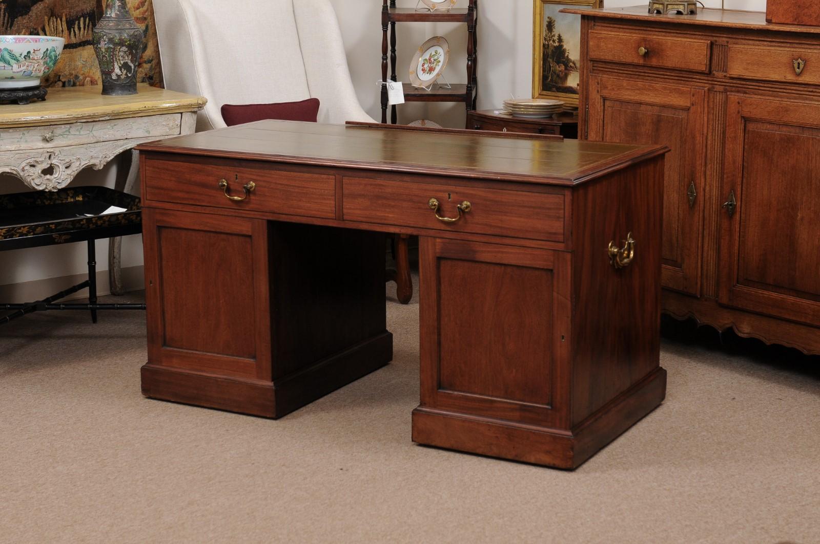19th Century English George III Mahogany Architect’s Desk with Adjustable Green  6