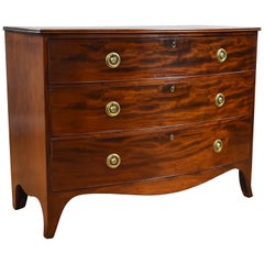 19th Century English George III Mahogany Bow Front Chest of Drawers