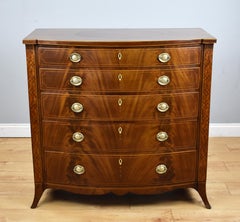 19th Century English George III Mahogany Bowfront Chest