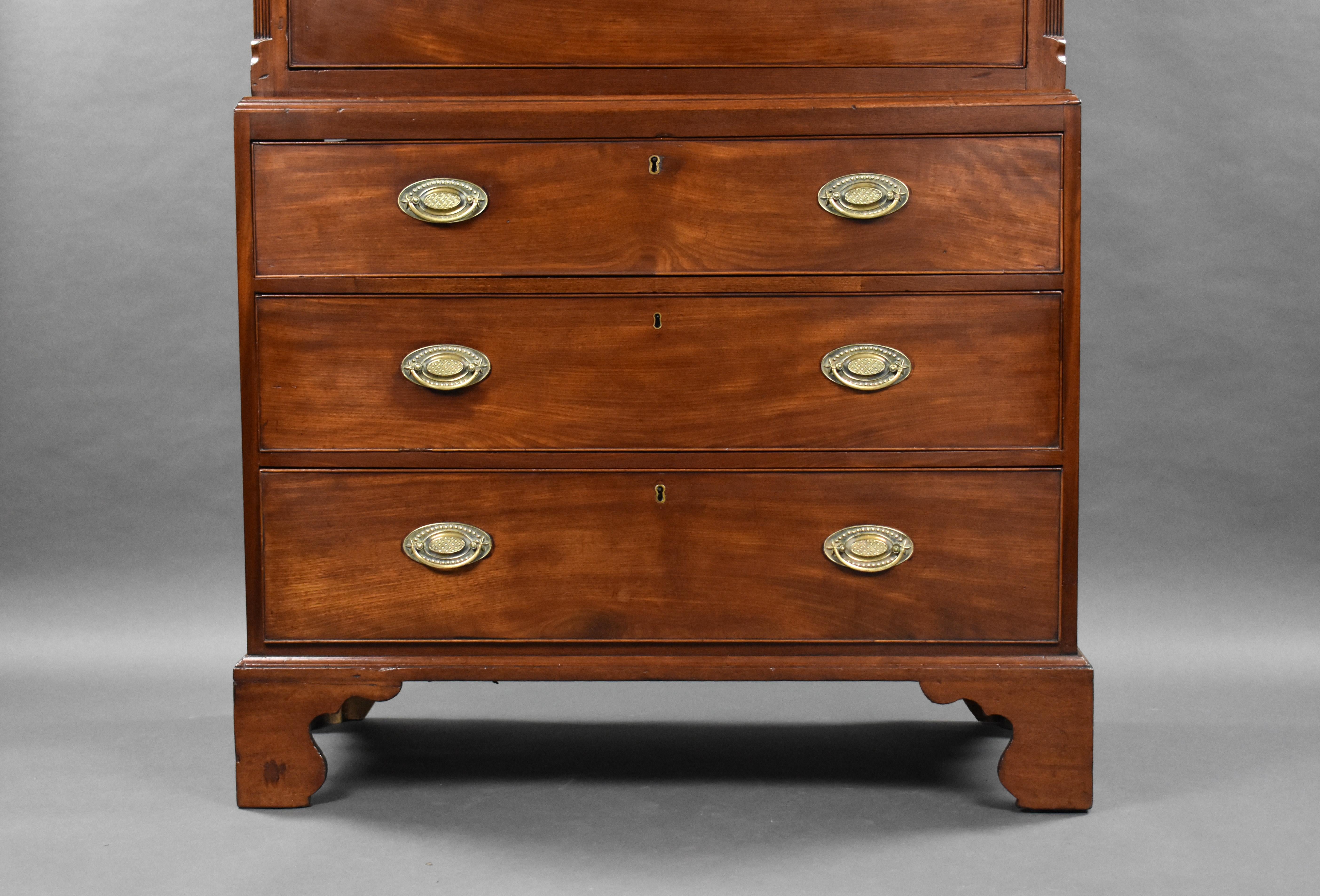 19th Century English George III Mahogany Chest on Chest In Good Condition For Sale In Chelmsford, Essex