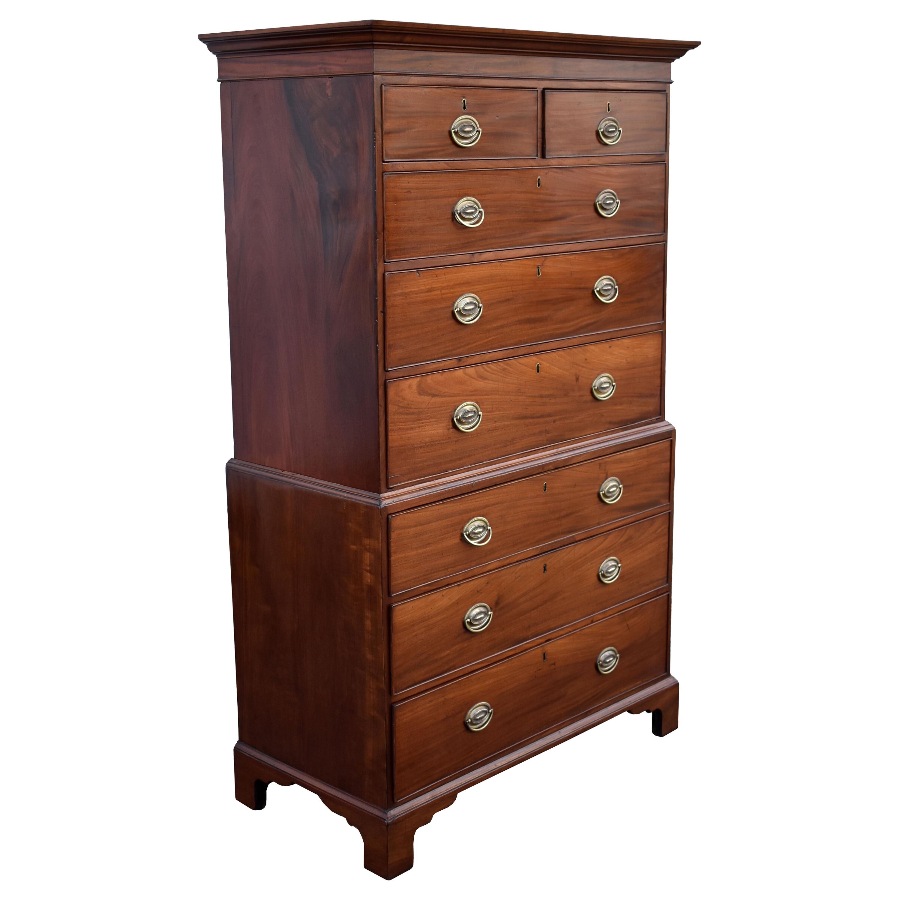 19th Century English George III Mahogany Chest on Chest