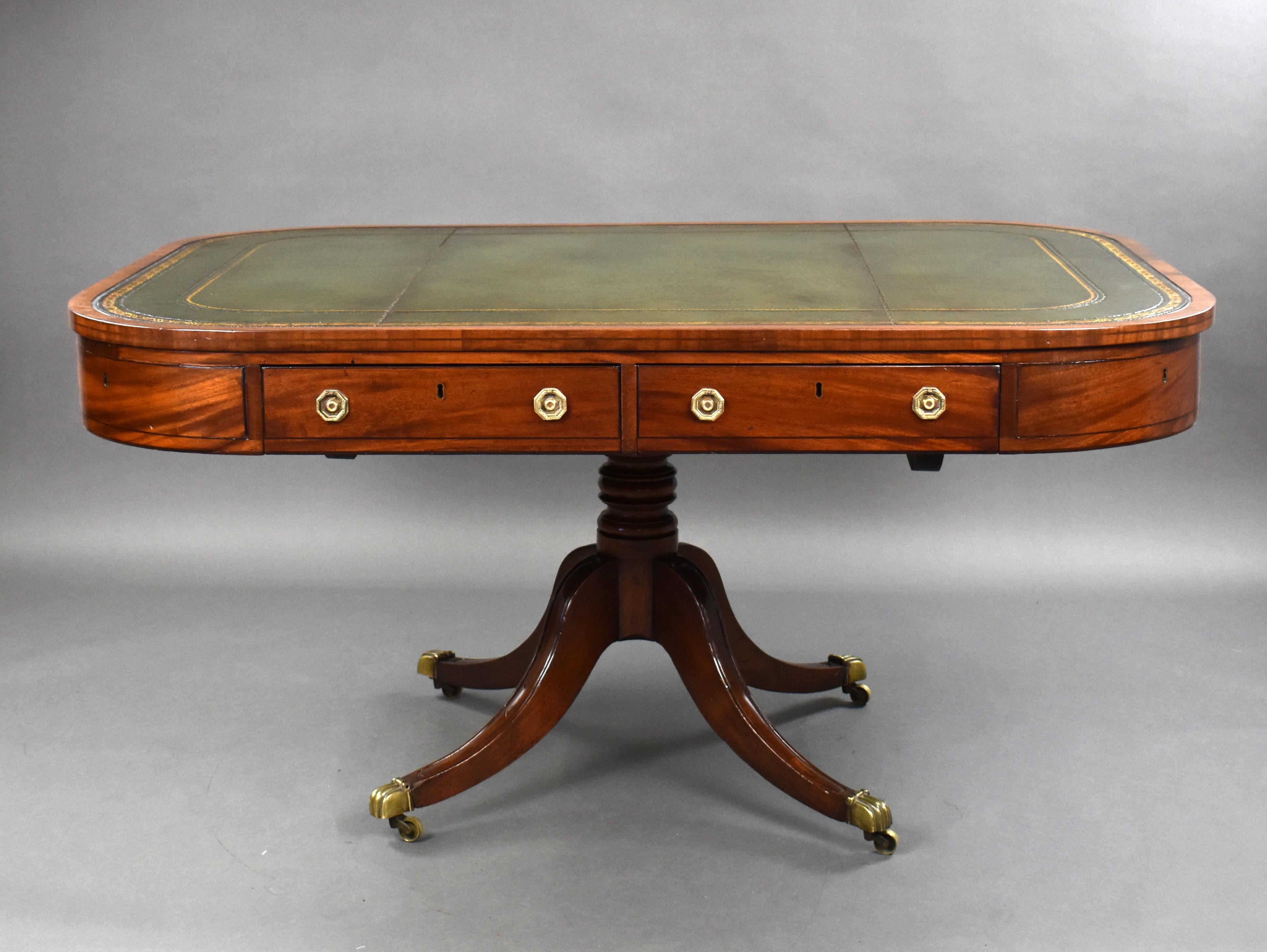Brass 19th Century English George III Mahogany Drum Table For Sale