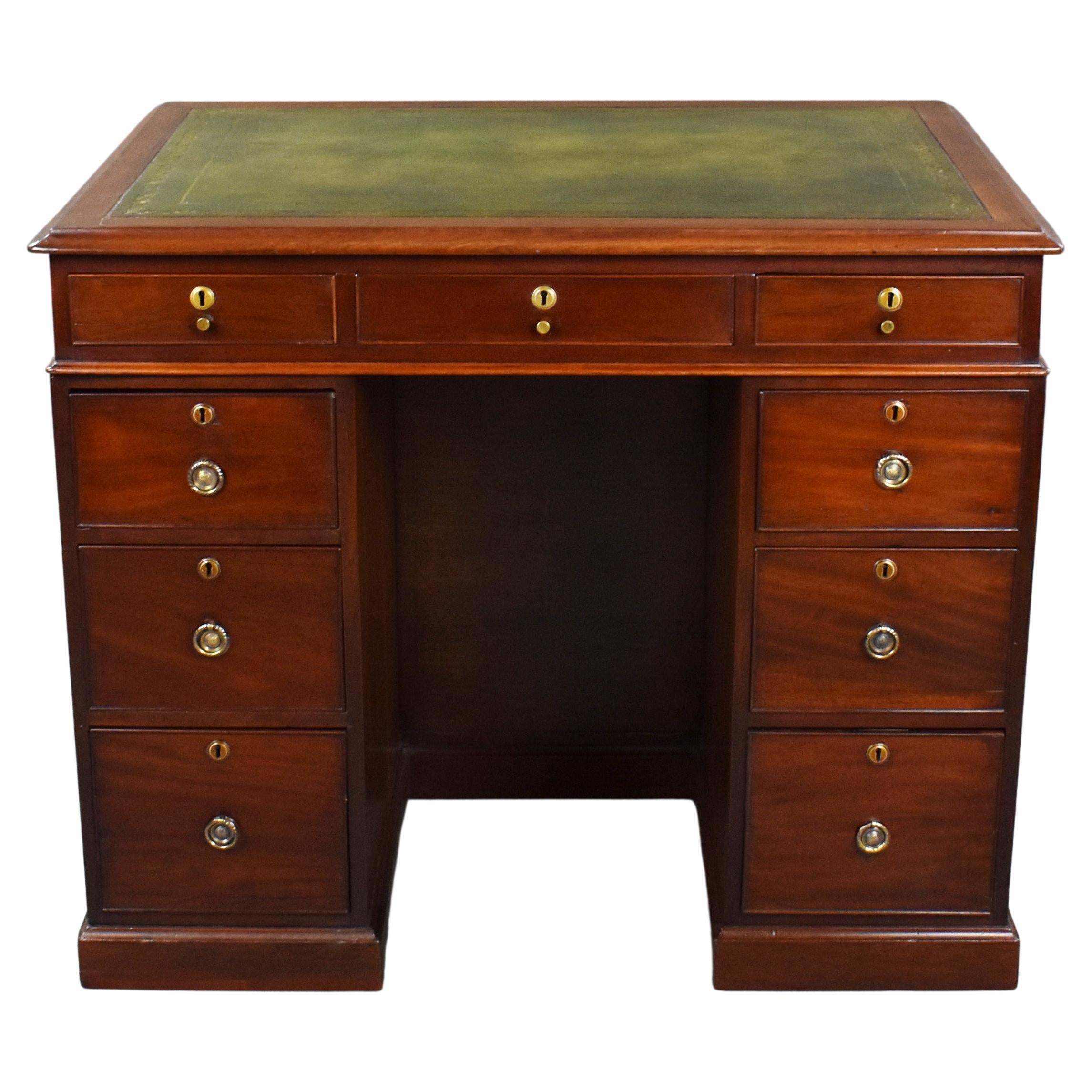 19th Century English George III Mahogany Kneehole Desk Stamped Gillows