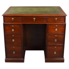 19th Century English George III Mahogany Kneehole Desk Stamped Gillows