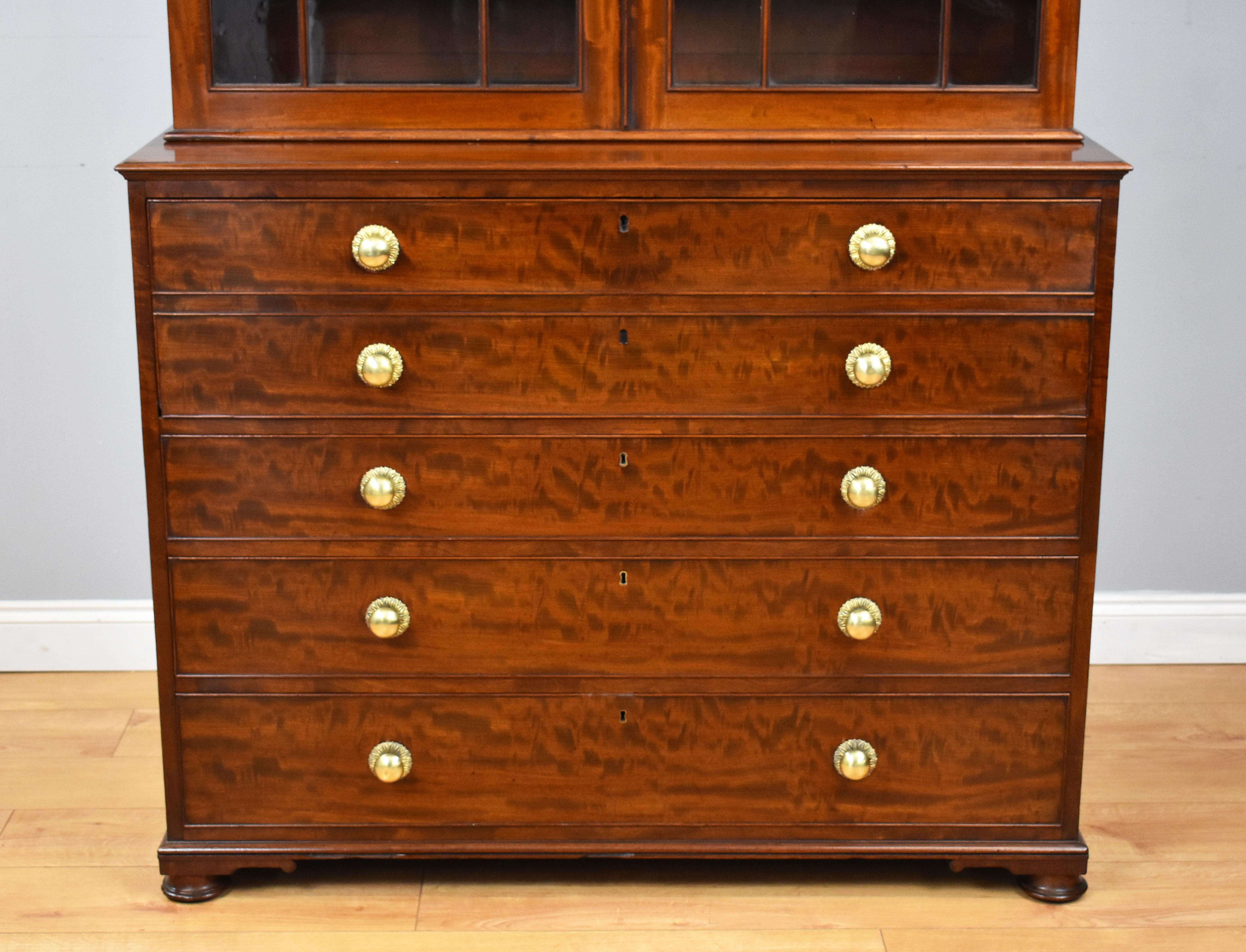 19th Century English George III Mahogany Secretary Bookcase In Good Condition In Chelmsford, Essex