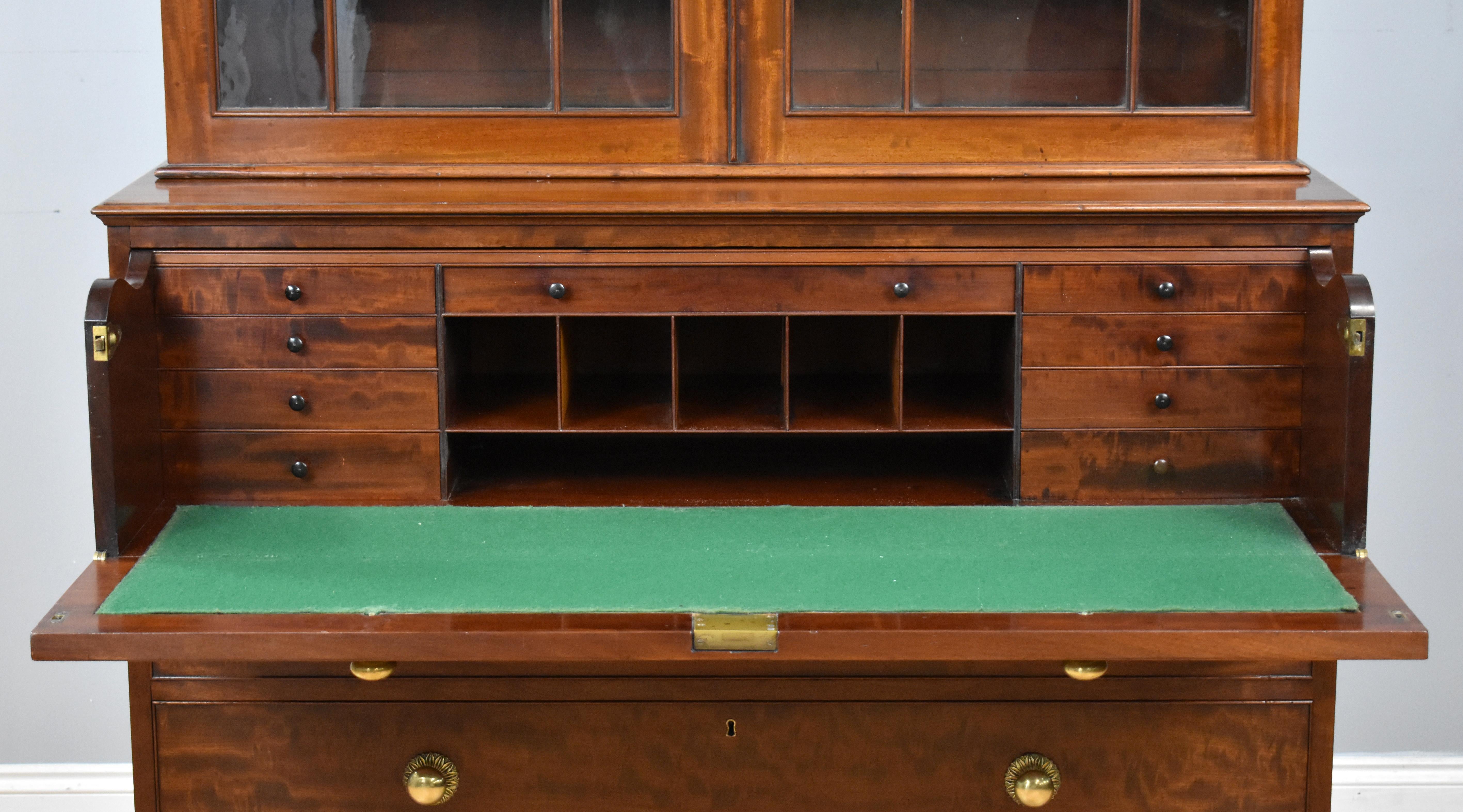 19th Century English George III Mahogany Secretary Bookcase 2