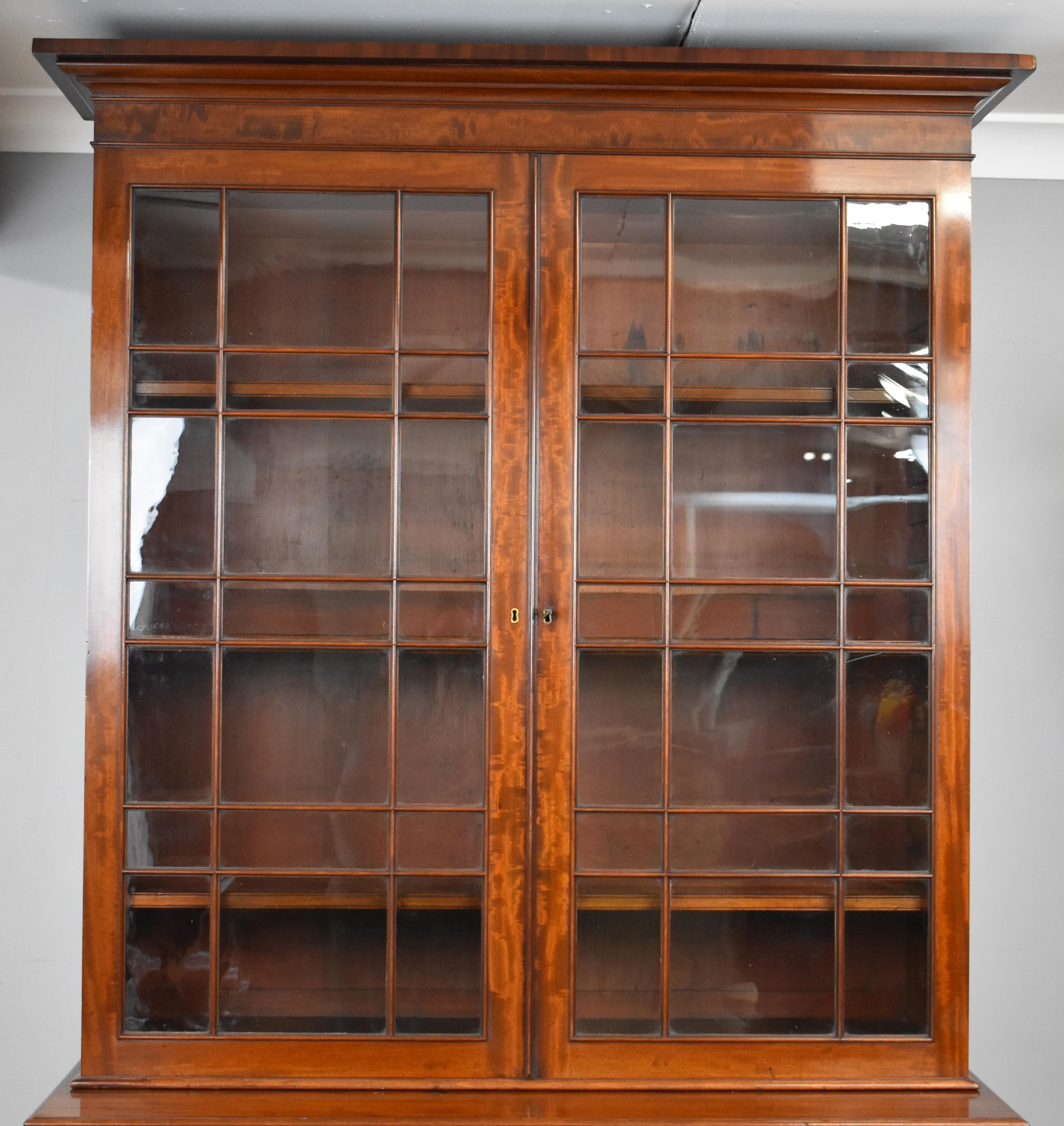 19th Century English George III Mahogany Secretary Bookcase 3