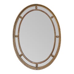 19th Century English George III Oval Giltwood Mirror