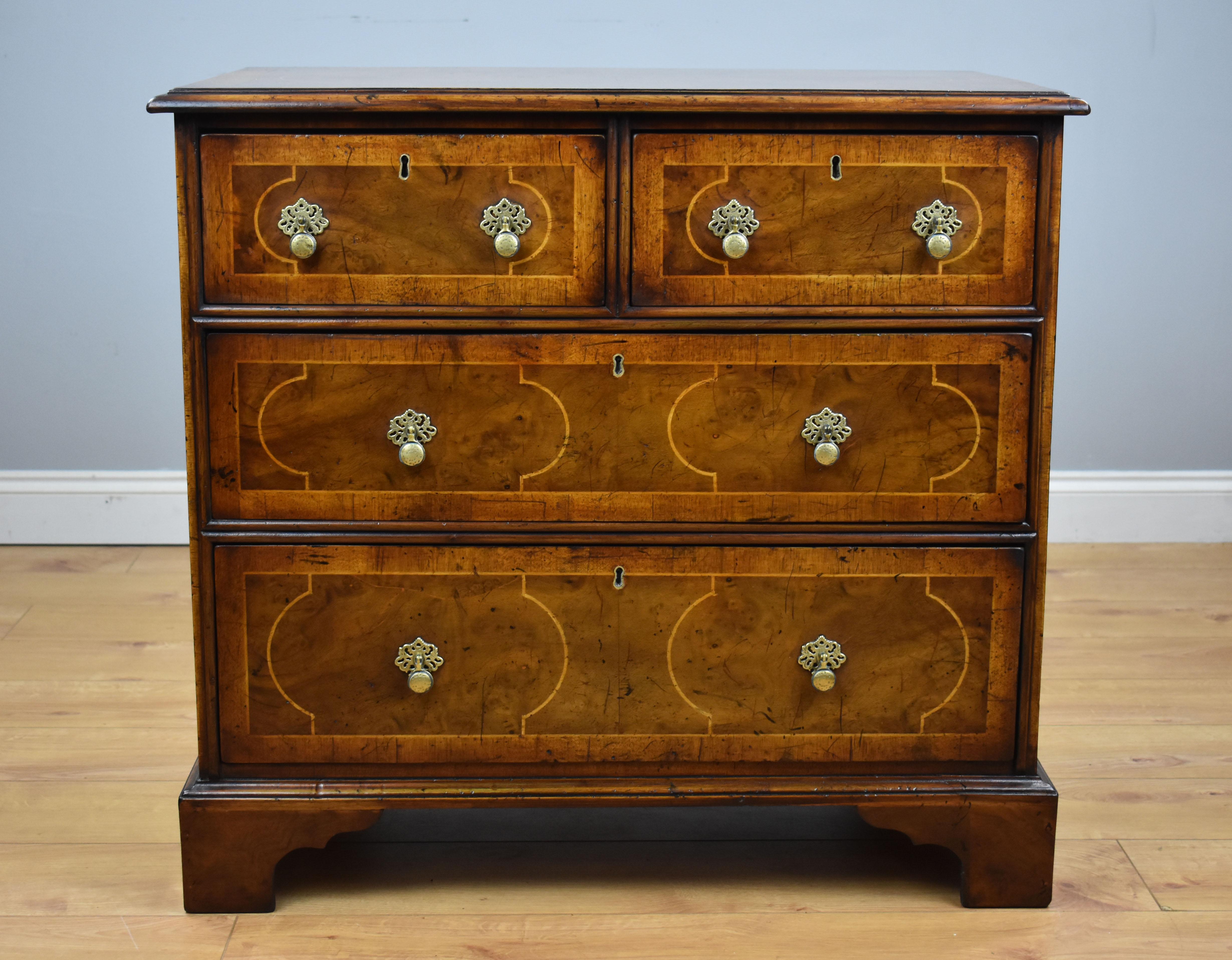 19th Century English George III Style Burr Walnut Chest of Drawers In Good Condition In Chelmsford, Essex