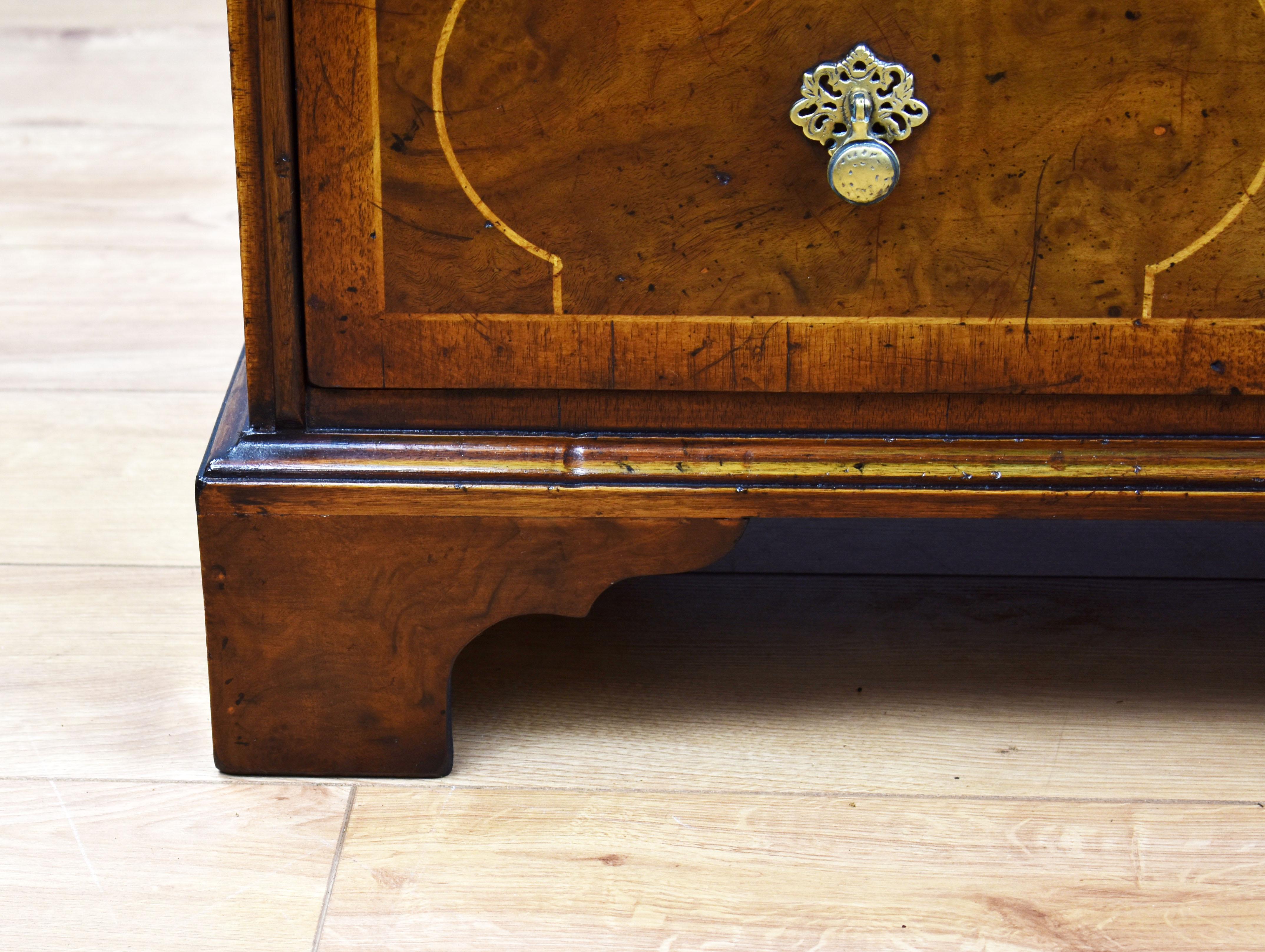 19th Century English George III Style Burr Walnut Chest of Drawers 6