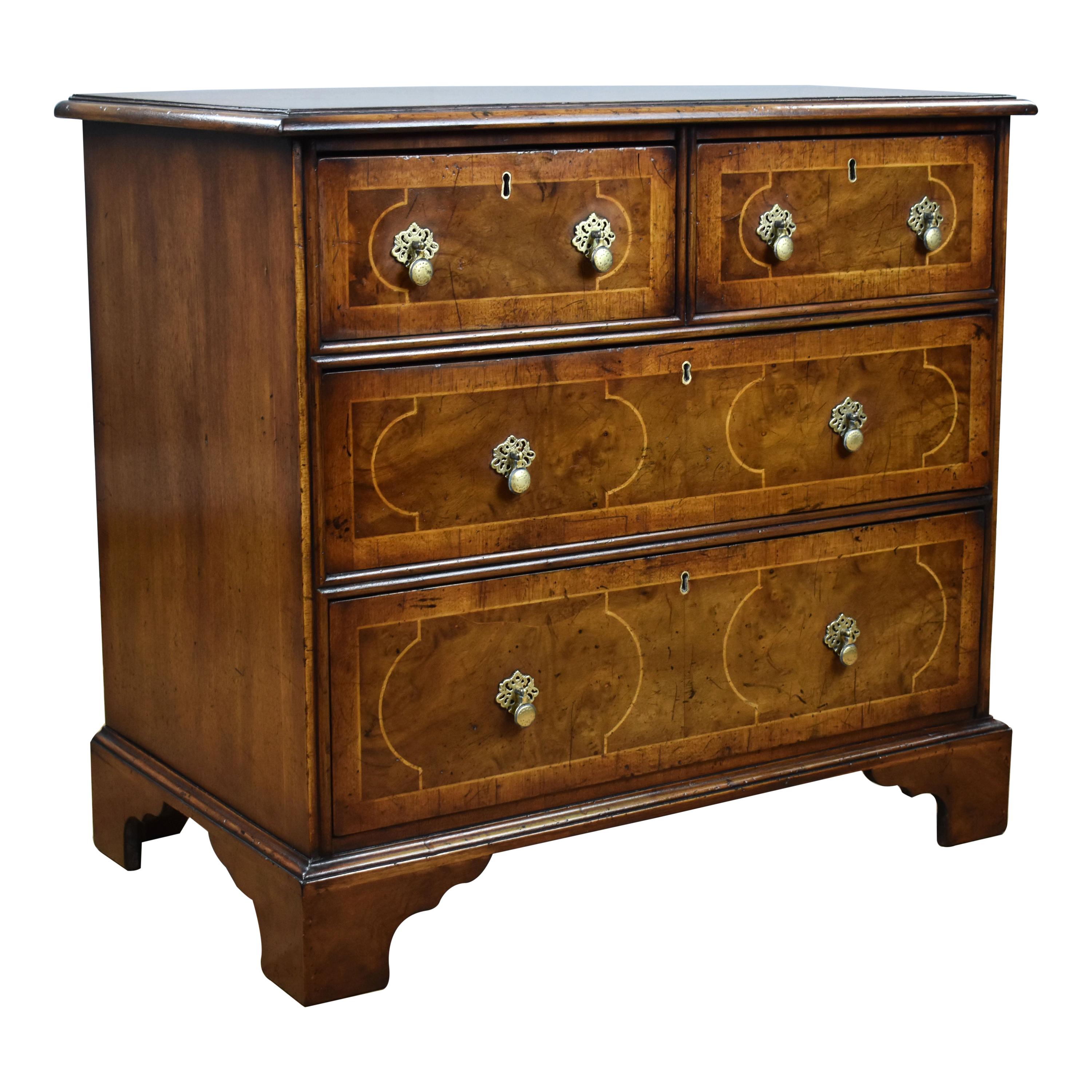 19th Century English George III Style Burr Walnut Chest of Drawers