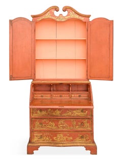 19th Century English George III Style Chinoiserie Lacquered Secretary