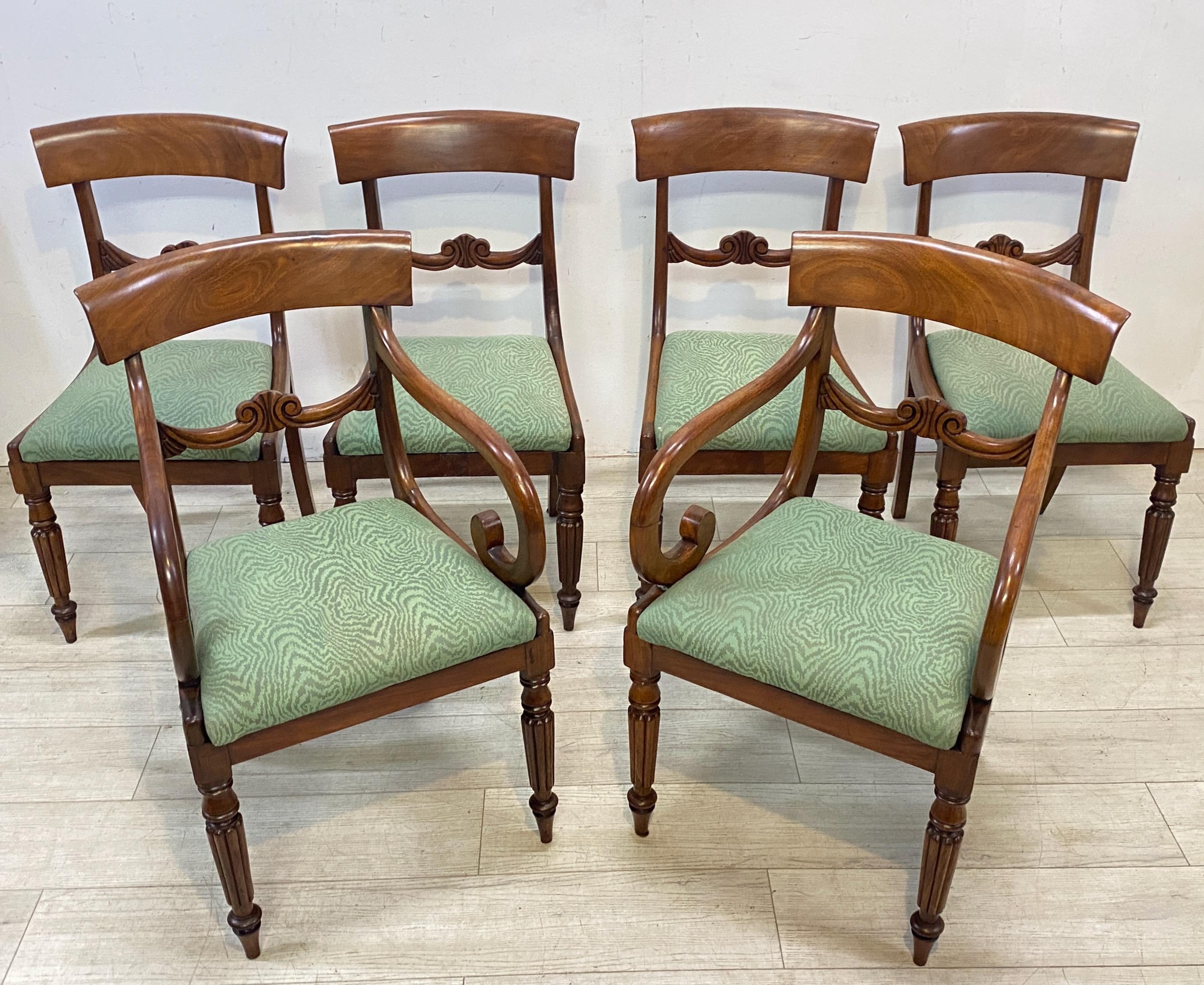 19th Century English George IV Mahogany Regency Dining Chairs, Set of Six In Good Condition For Sale In San Francisco, CA