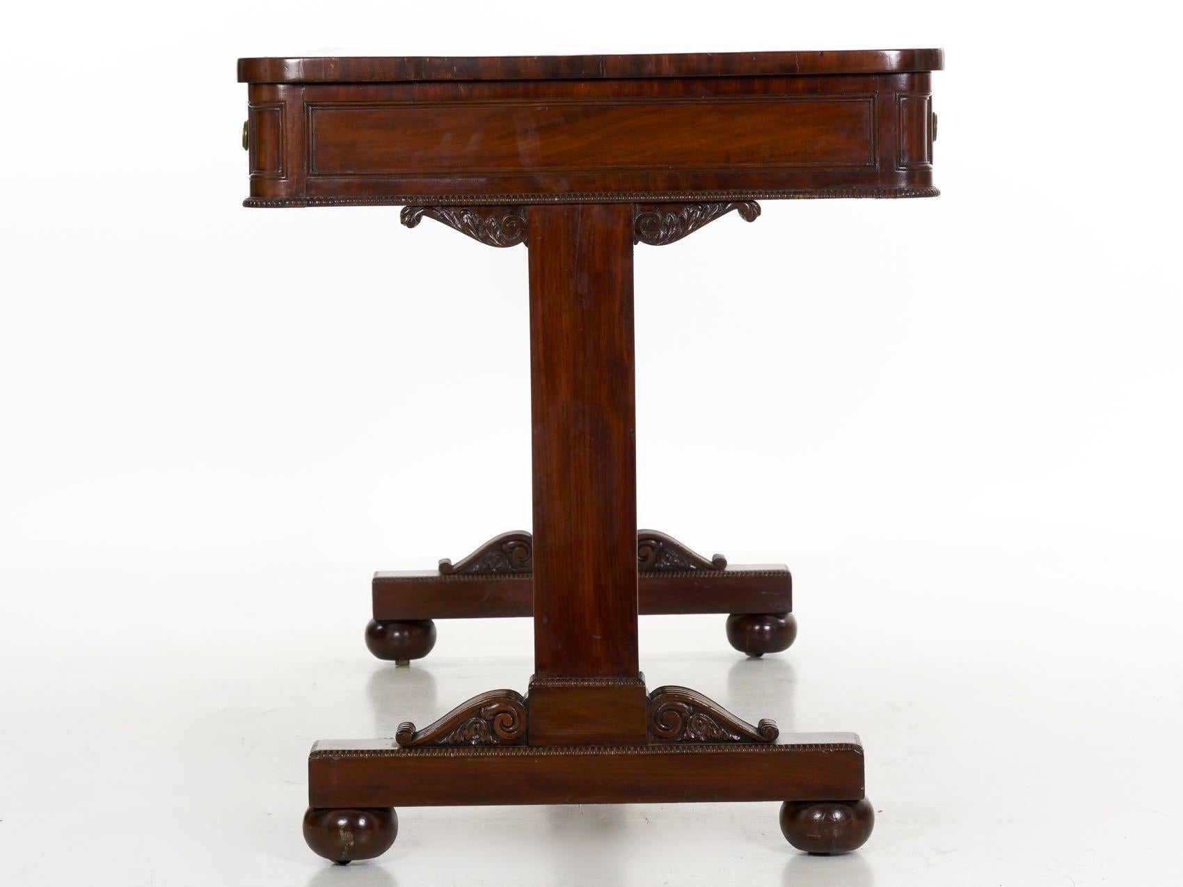 19th Century English George IV Writing Table Desk with Leather Top 1