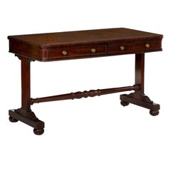 Antique 19th Century English George IV Writing Table Desk with Leather Top