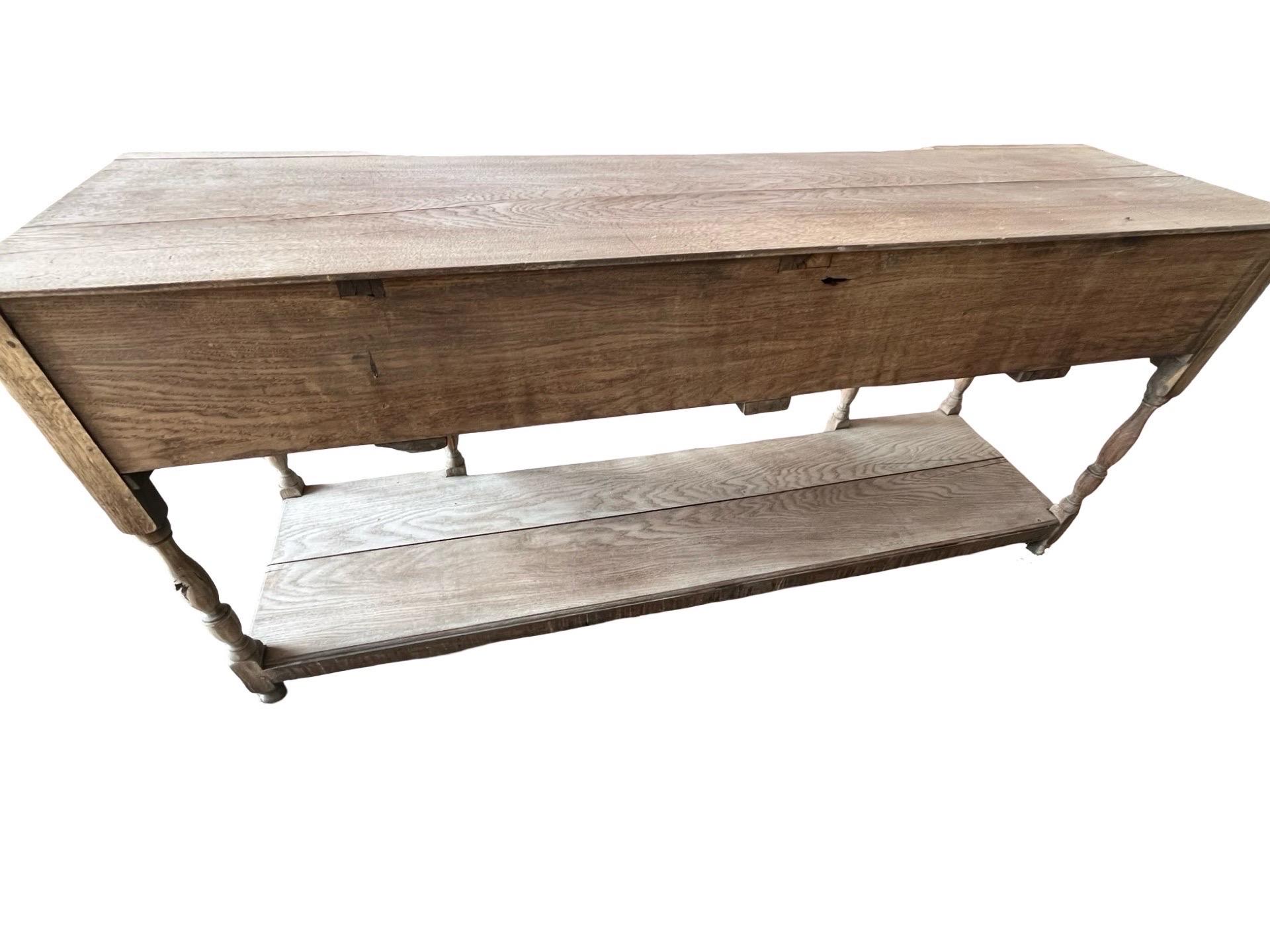 19th Century English Georgian Bleached Oak Dresser Base For Sale 7