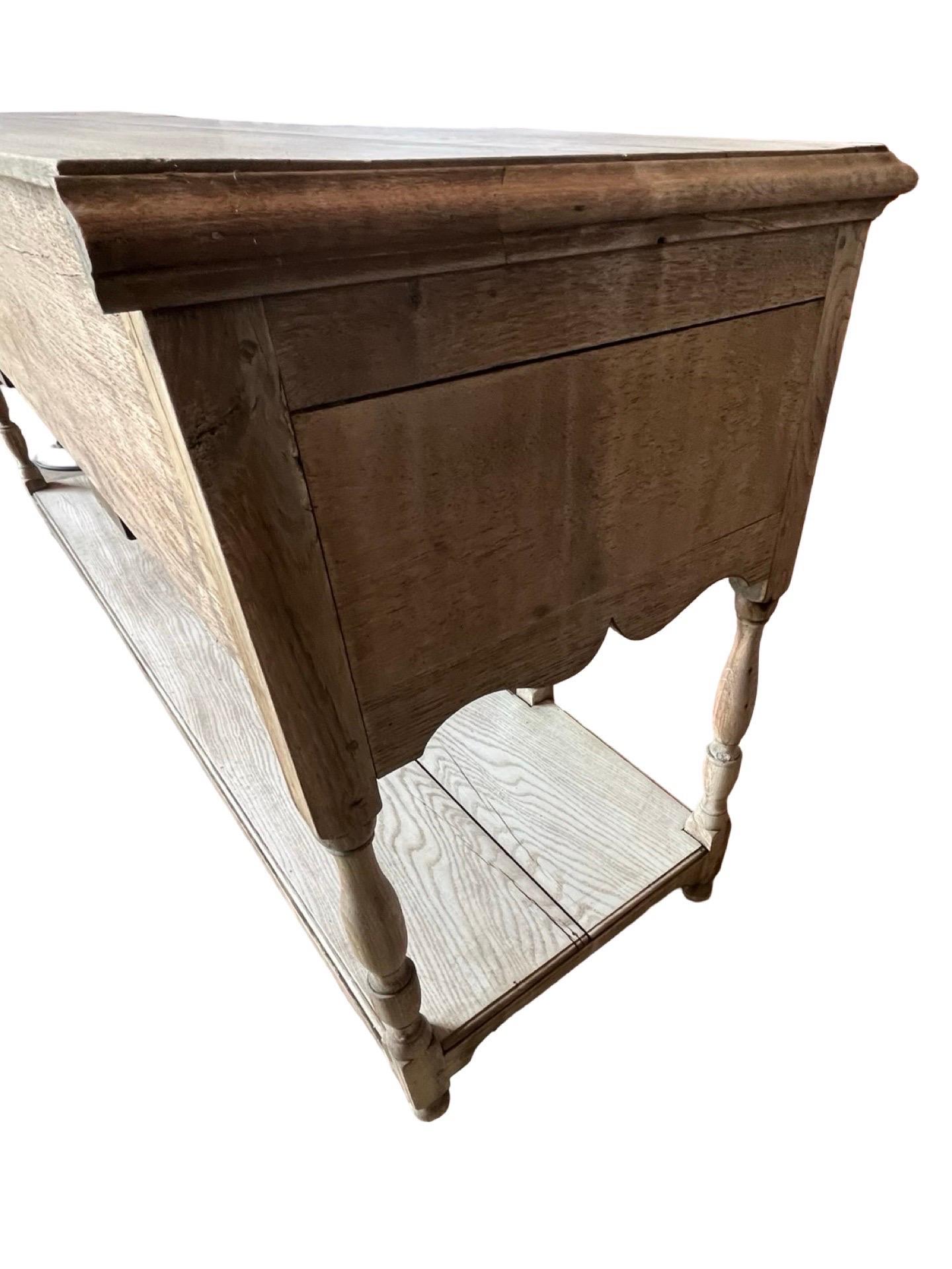 19th Century English Georgian Bleached Oak Dresser Base For Sale 8
