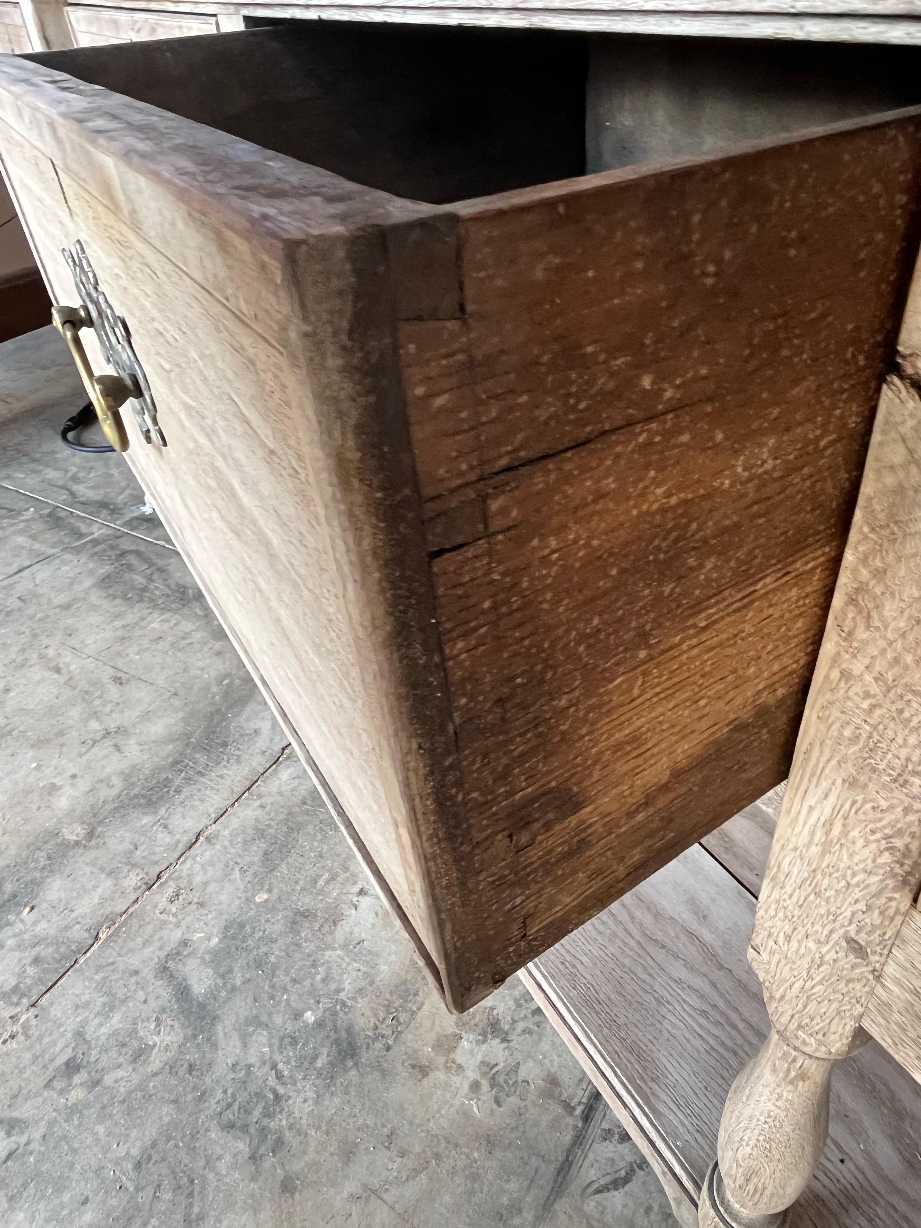 19th Century English Georgian Bleached Oak Dresser Base For Sale 10